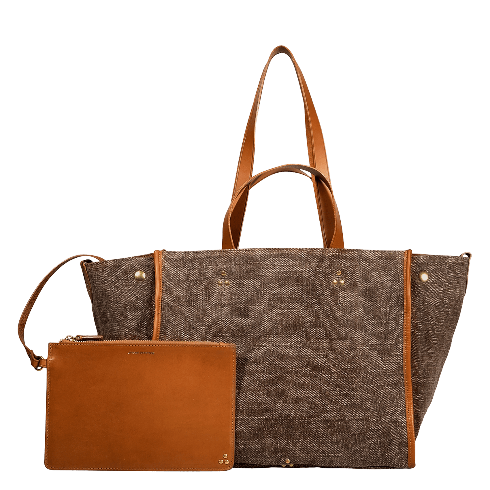 Sac cabas en coton et cuir JEROME DREYFUSS Marron