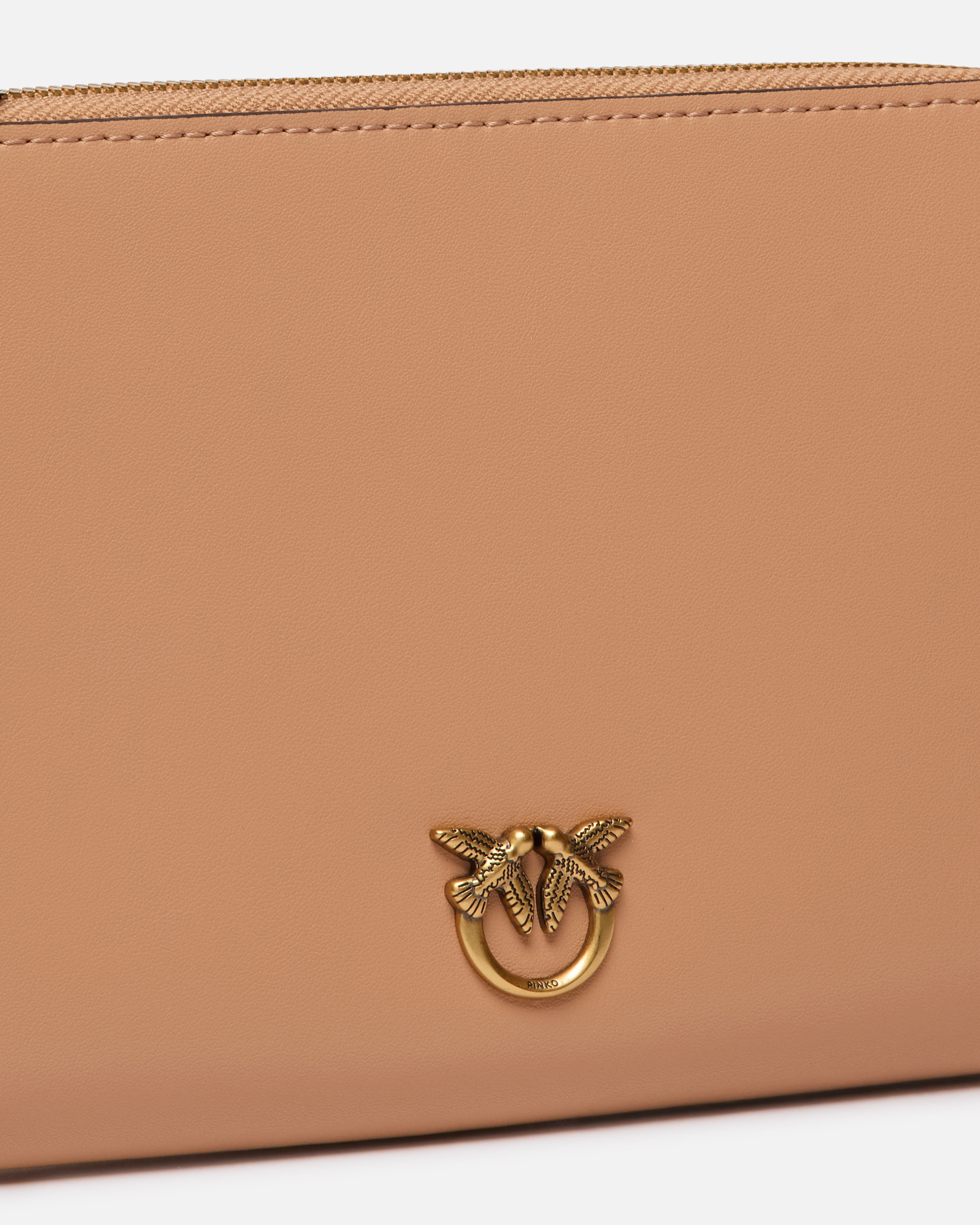 Horizontal flat leather bag PINKO Pink