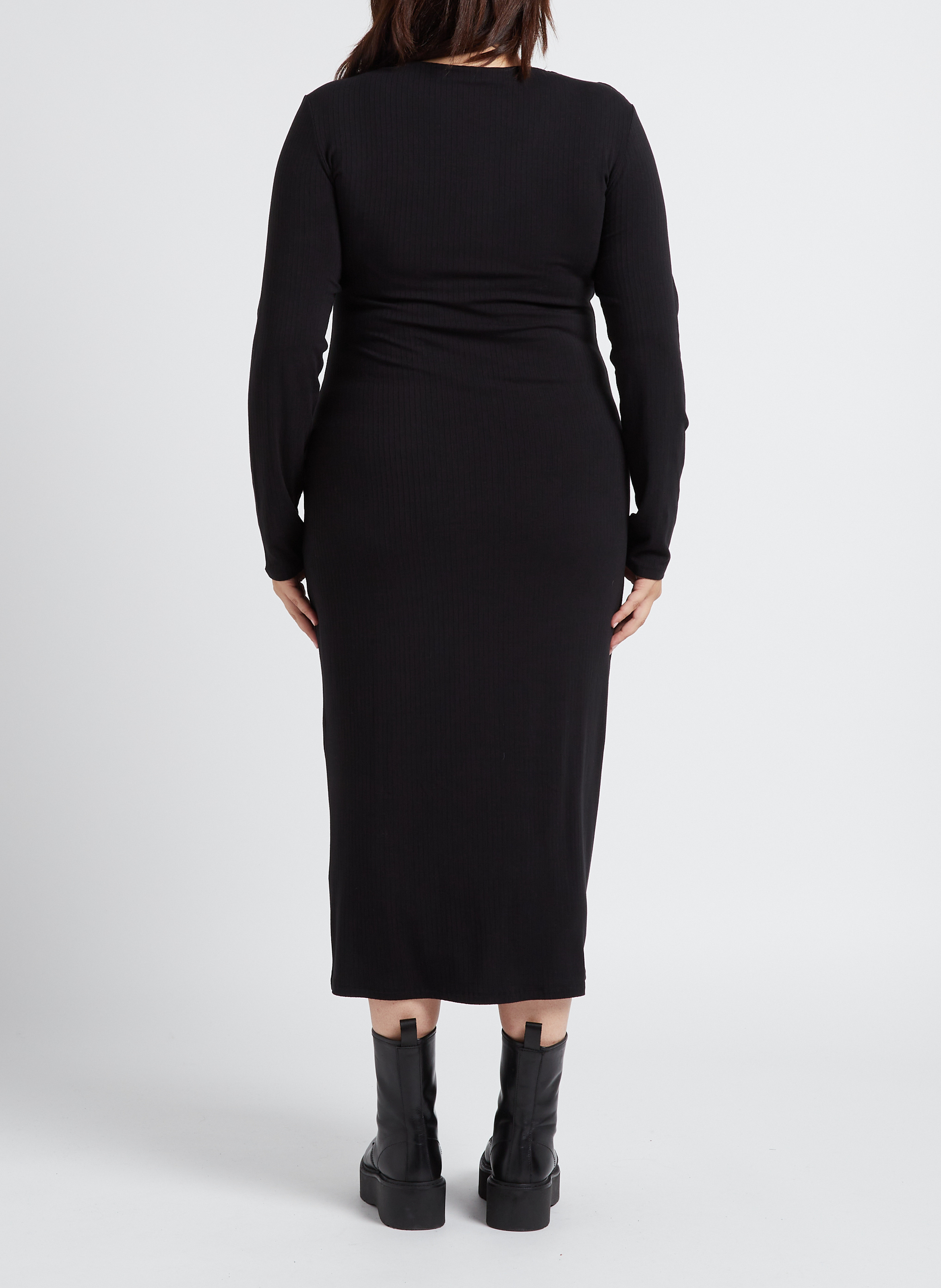 Lange jurk met V-hals GINA TRICOT Zwart