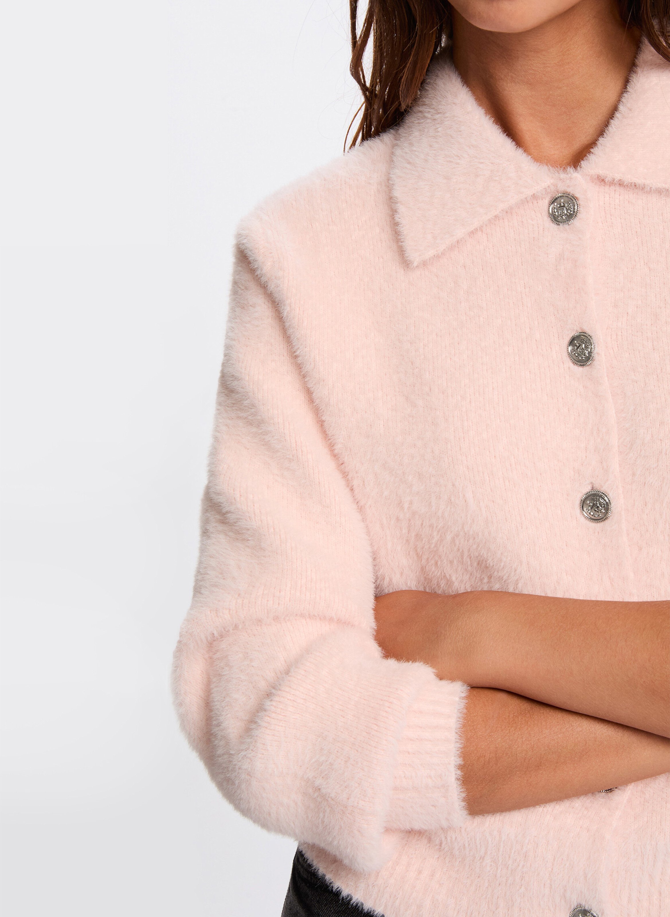 Gerader Knopfverschluss Cardigan uni MORGAN Rosa