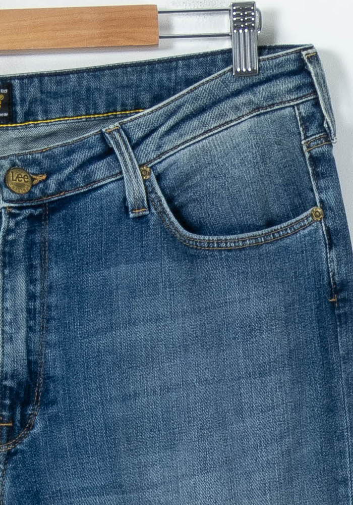 Cropped slim jeans with studs LEE - Seconde Main Blue