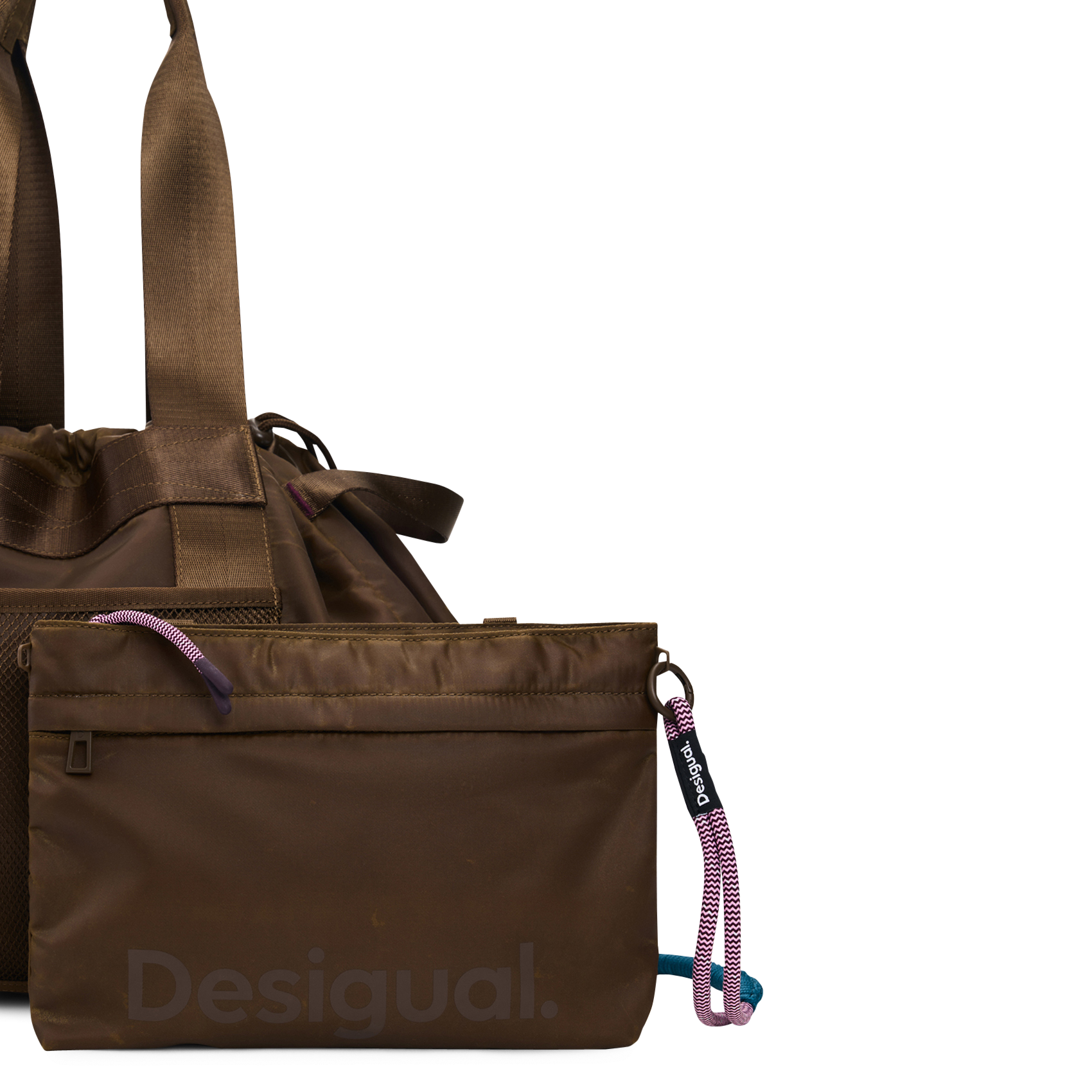 Zippered Logo Crossbody Bag DESIGUAL Brown