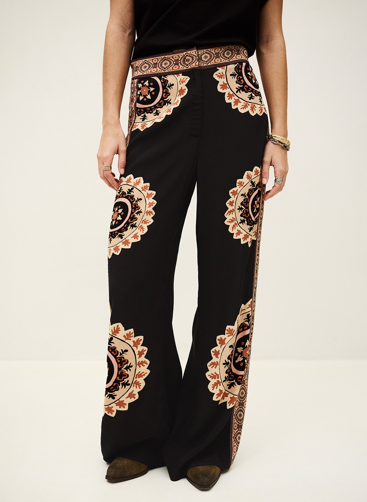 Azawood high-waisted wide-leg trousers BA&SH Black