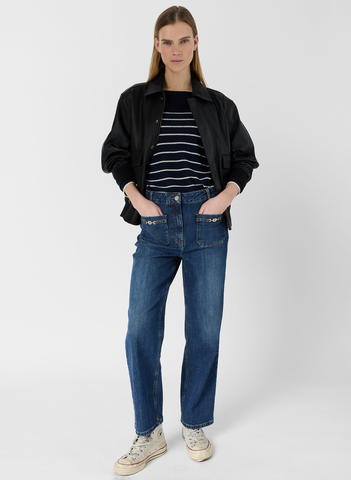 Hoch sitzende gerade geschnittene Raw-Denim-Jeans GERARD DAREL Blau