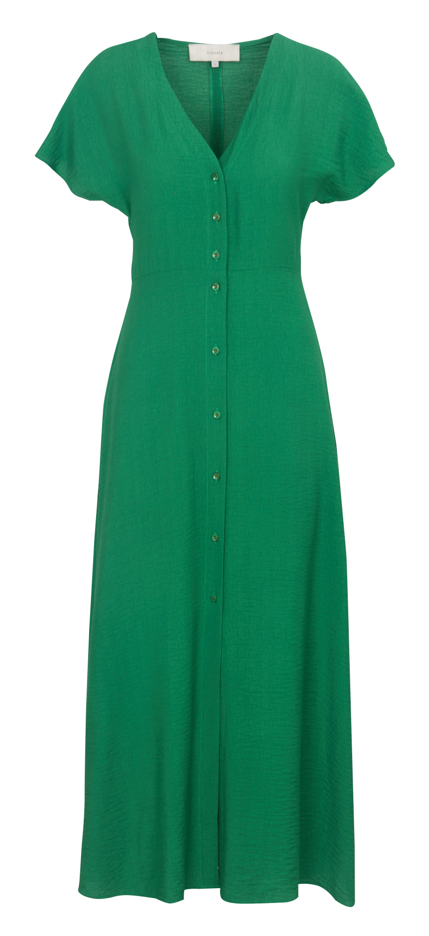 Long V-neck dress TINSELS Green