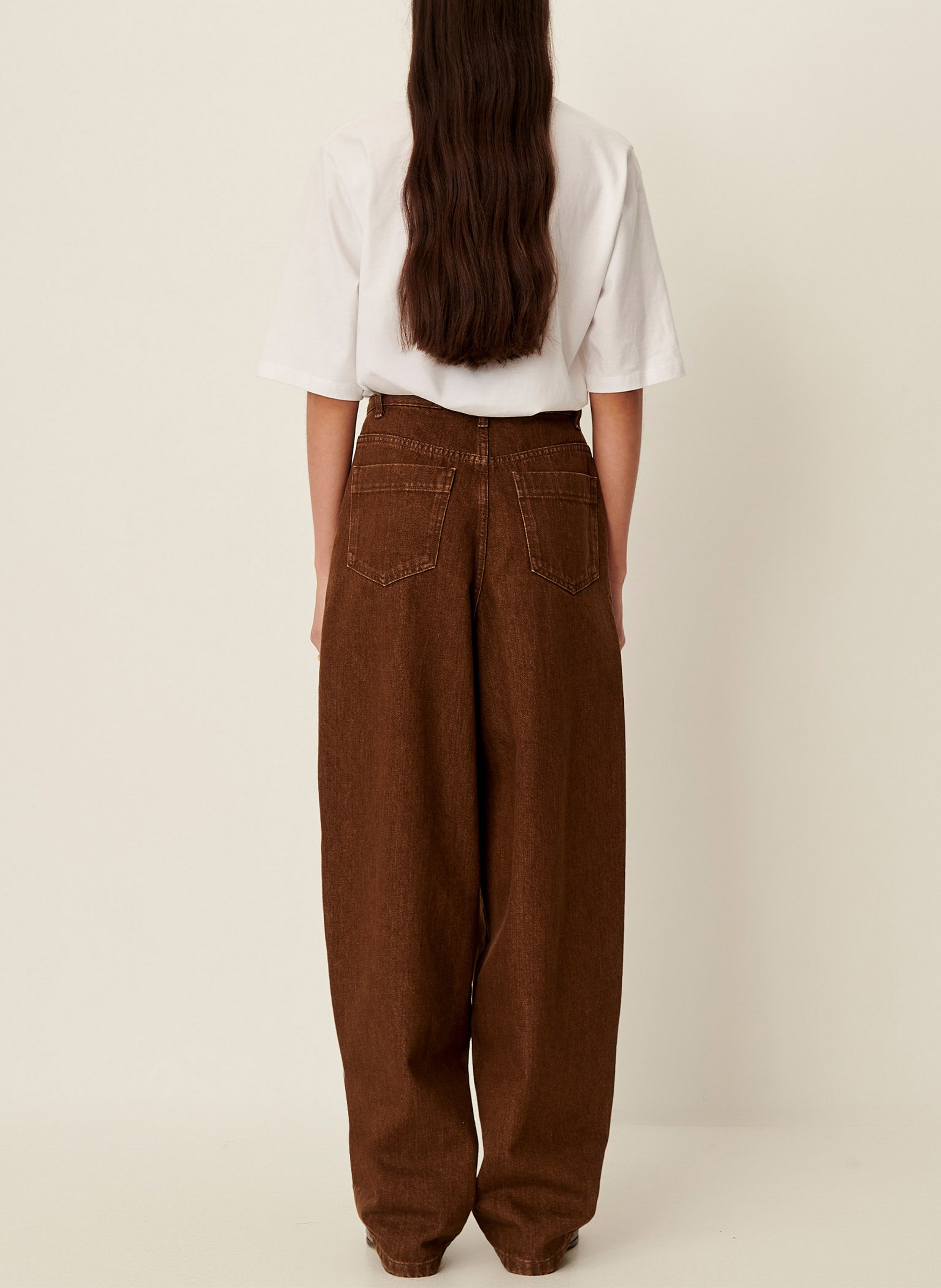 Wide round plain trousers SESSUN Brown