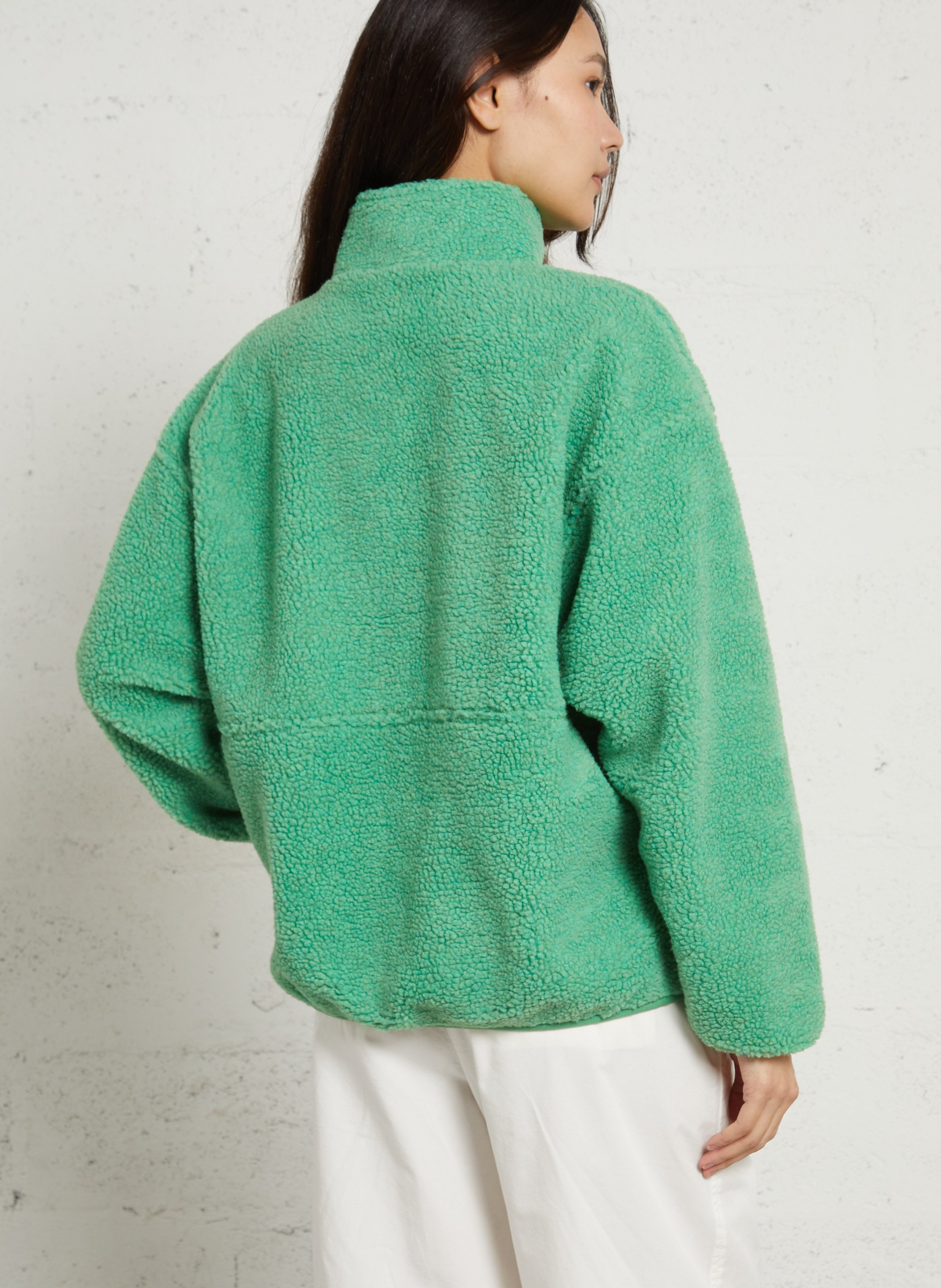 Veste ample zippée à col montant polaire AMERICAN VINTAGE Vert