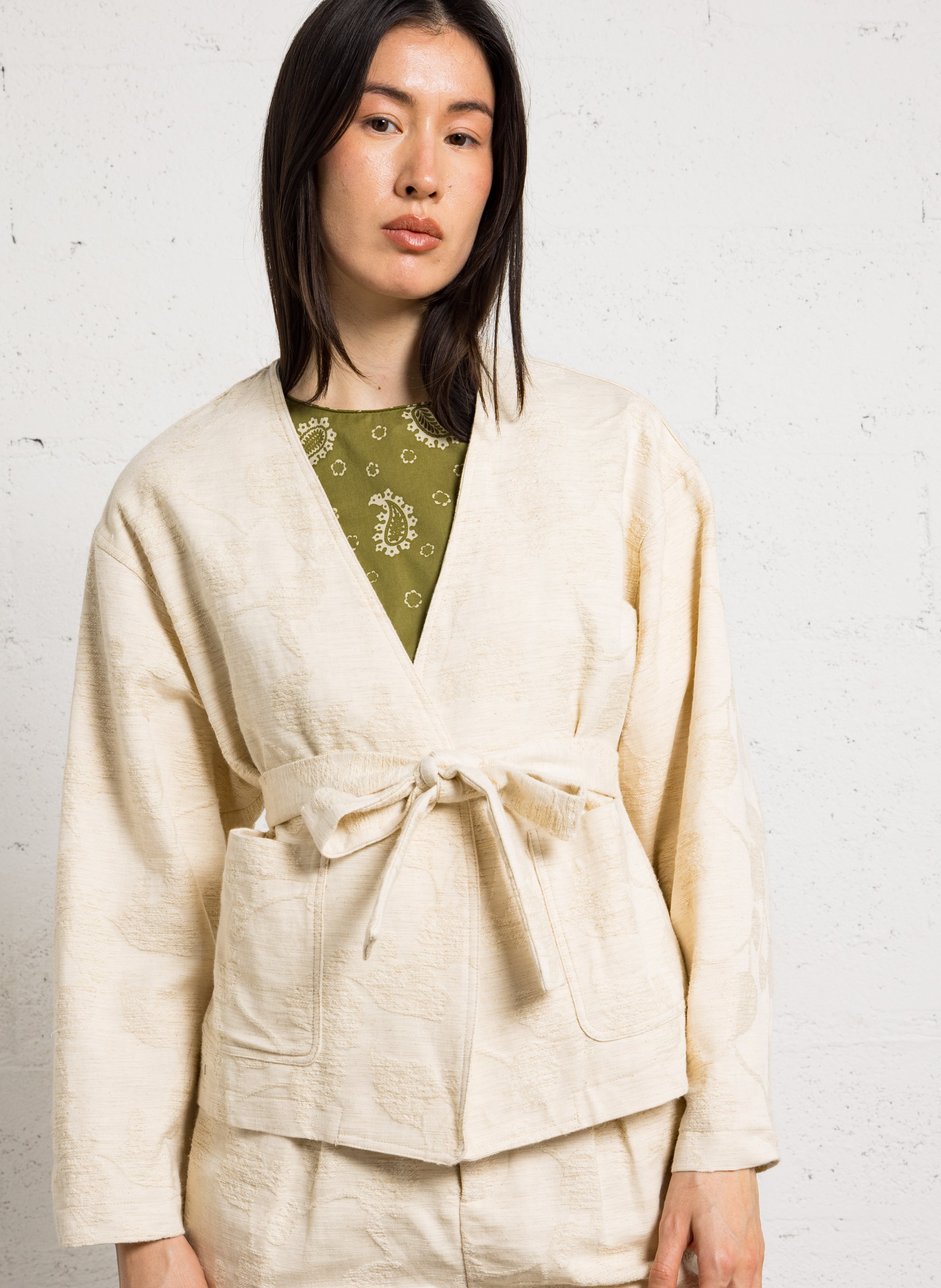 Belted cotton and linen jacket THE KORNER White