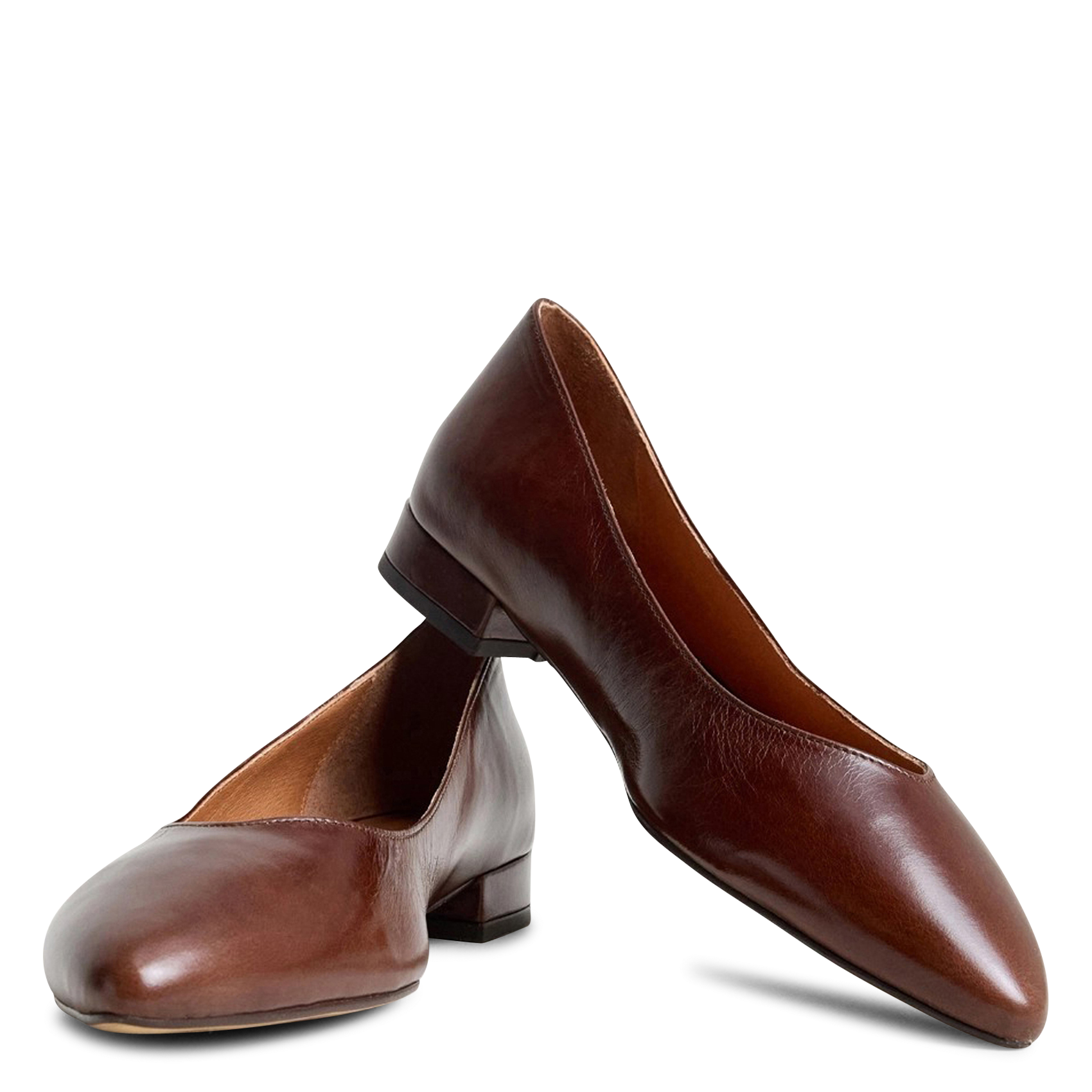 Pointed flat leather ballet flats JONAK Brown