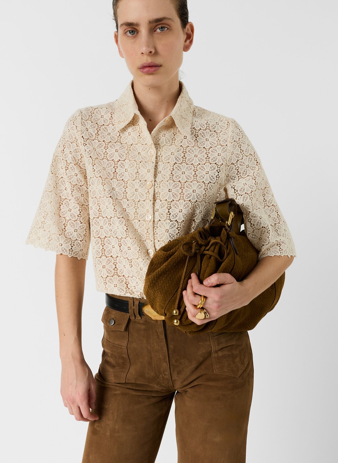 Bluse aus Baumwoll-Mix mit klassischem Kragen GERARD DAREL Beige