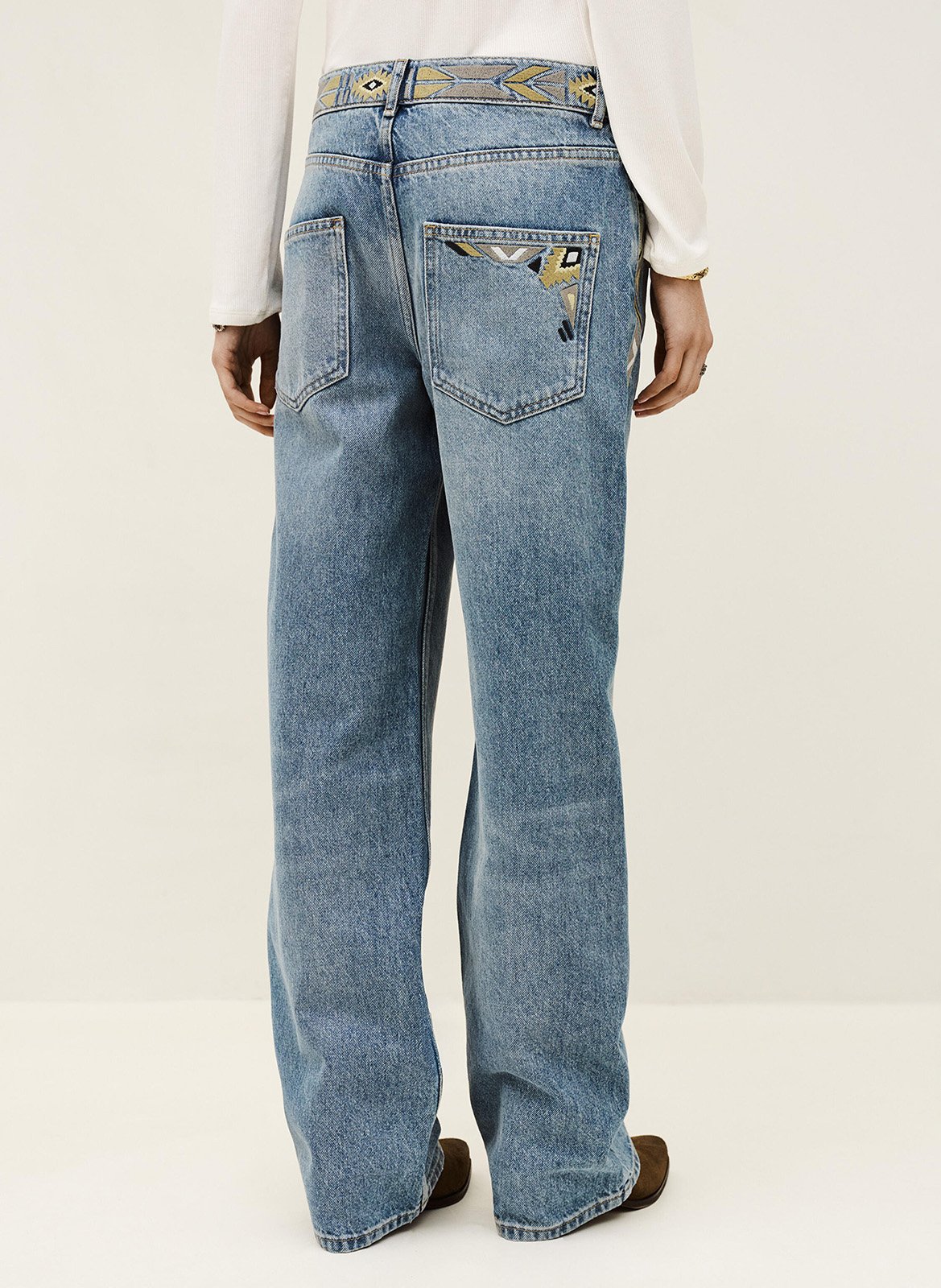 Low-rise straight leg jeans with embroidery BA&SH Blue