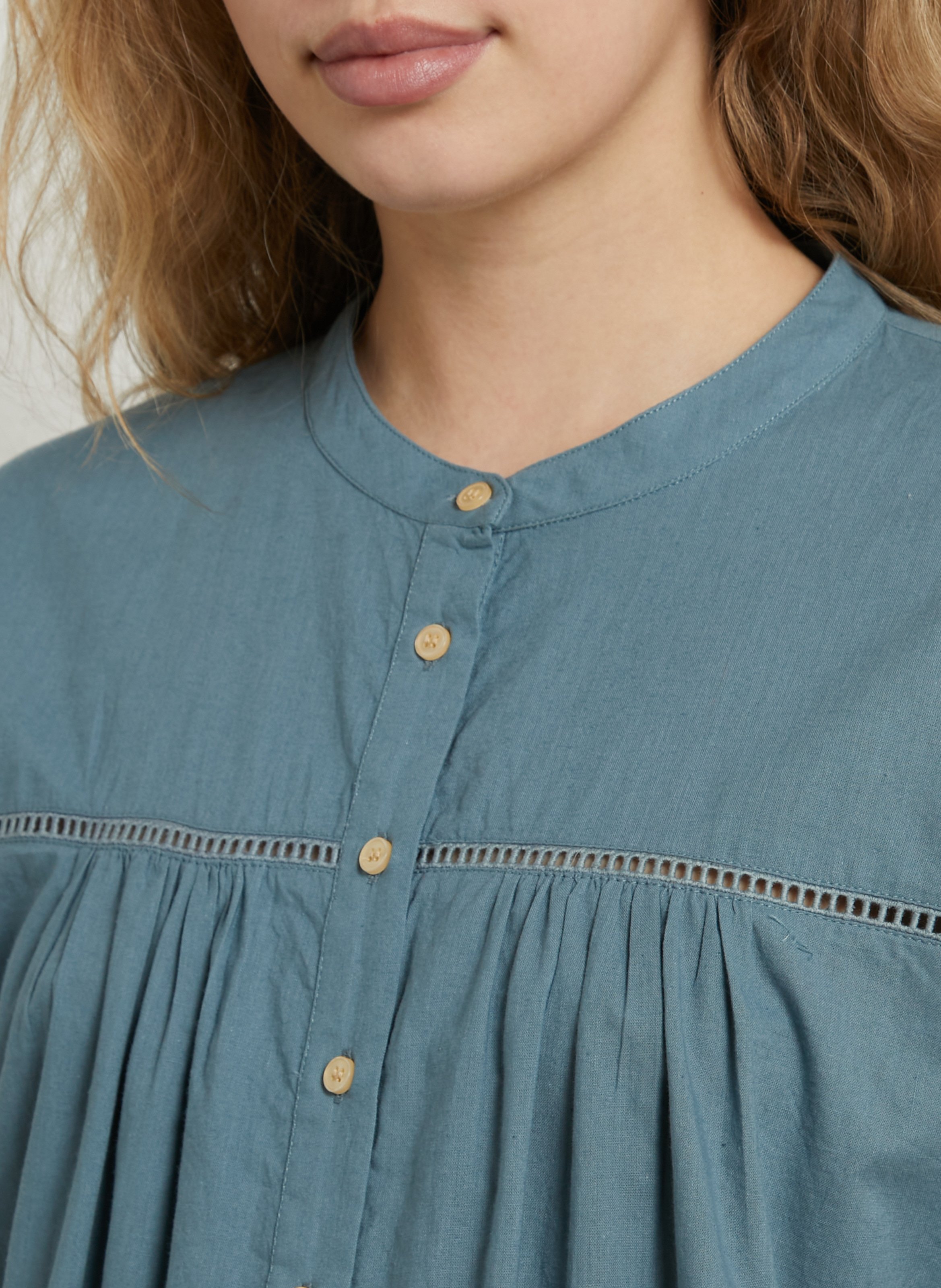 Straight round neck cotton shirt HOD PARIS Blue