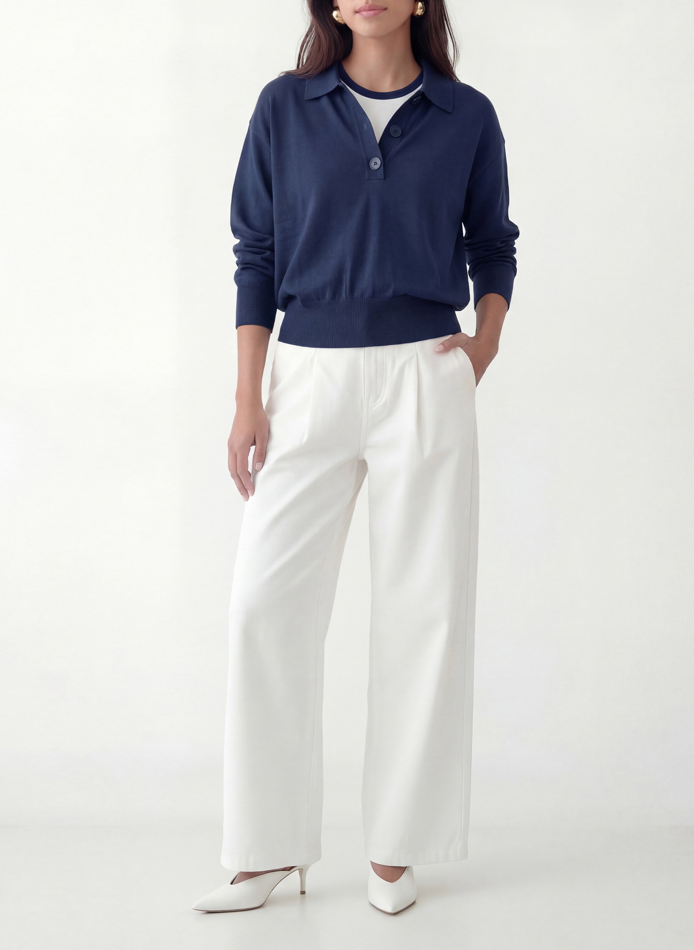 Gerade geschnittenes Poloshirt aus Strick KOOKAI Blau