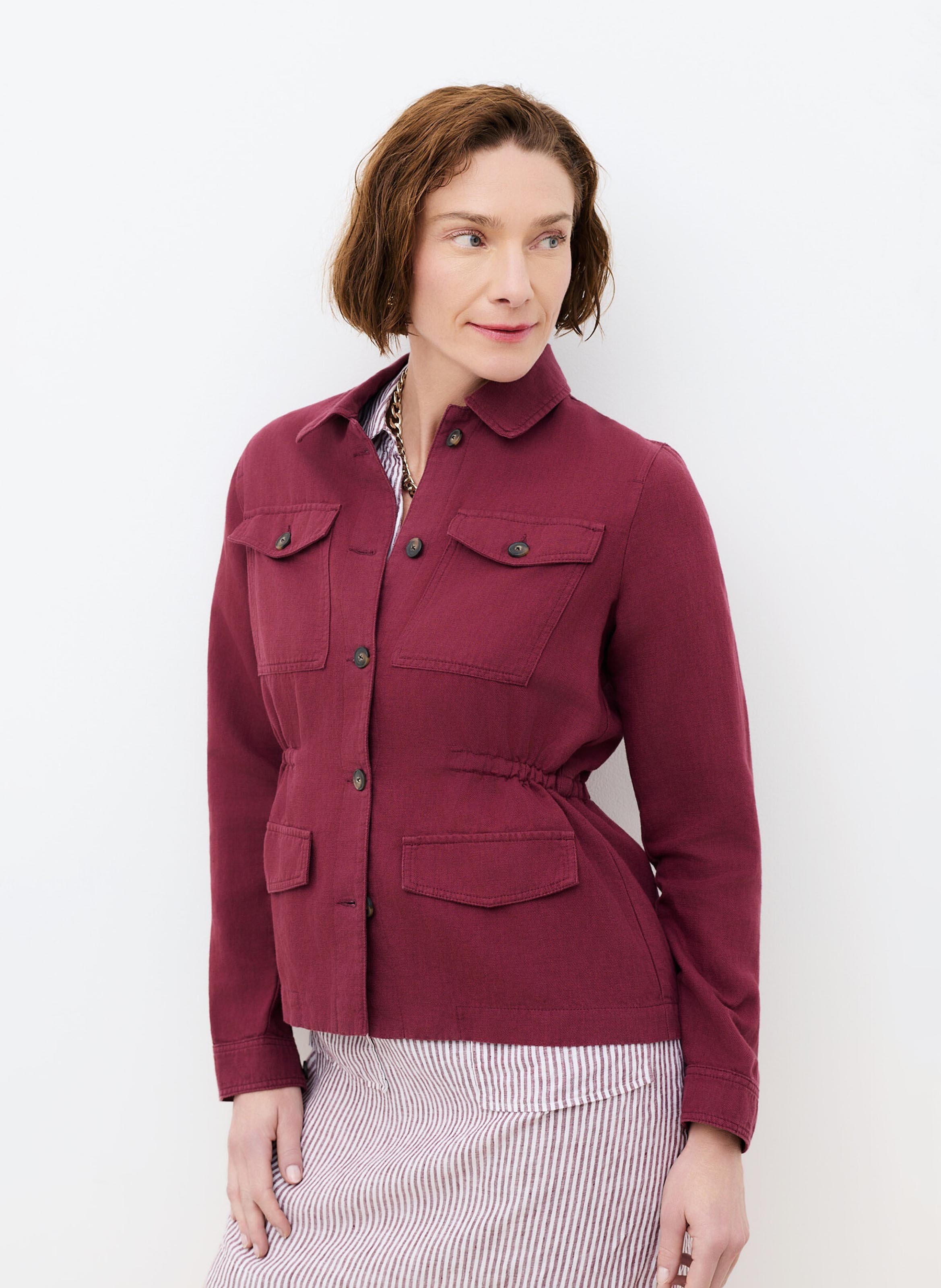 Chemise col classique en lin CAROLL Rouge