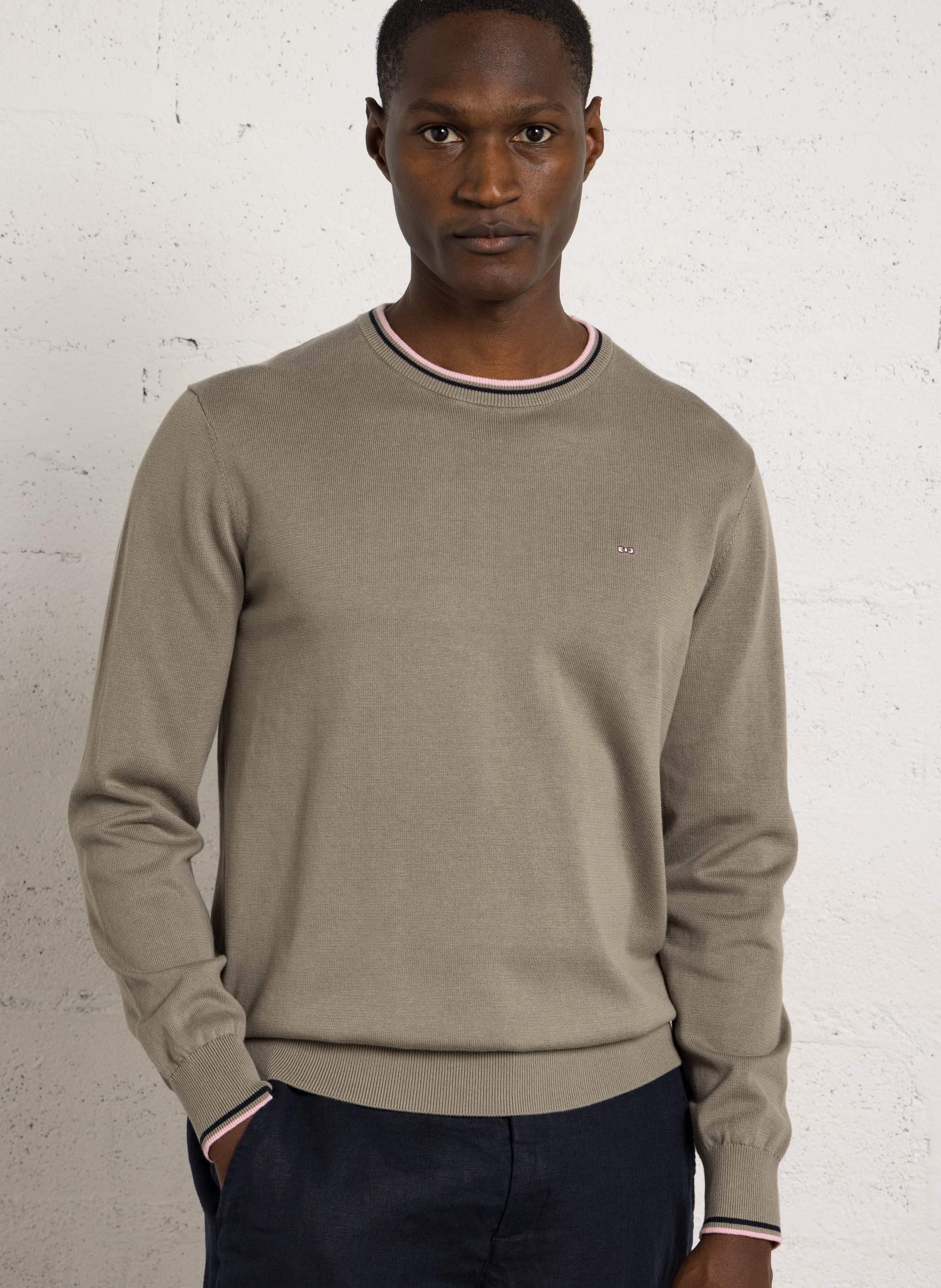 Jersey recto de mezcla de algodón con cuello redondo EDEN PARK