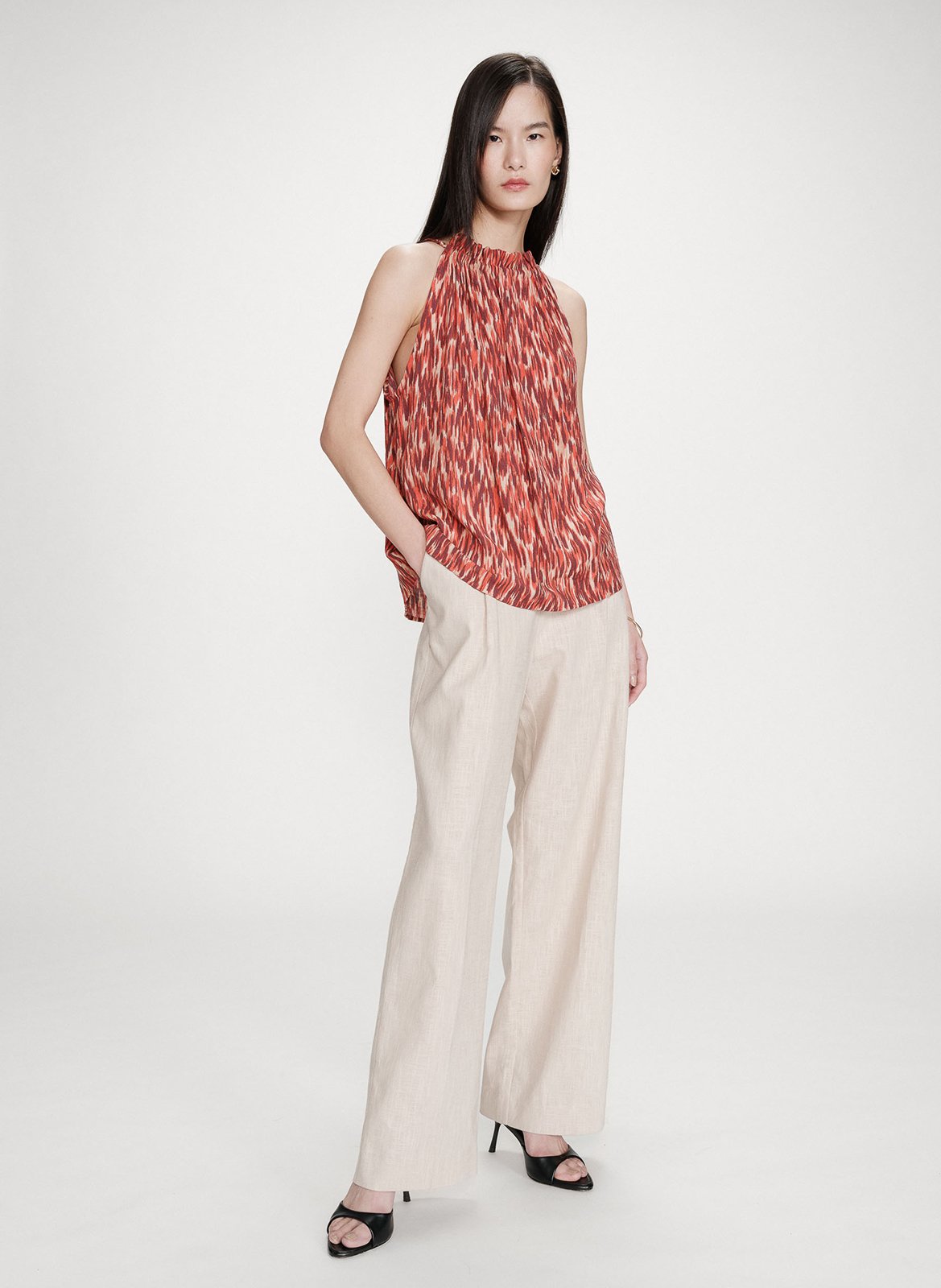 Top droit col rond imprimé GRACE ET MILA Rouge