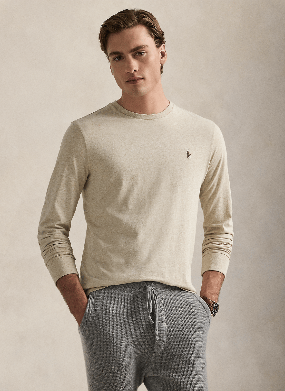 Gemêleerd T-shirt van katoenmix met ronde hals POLO RALPH LAUREN