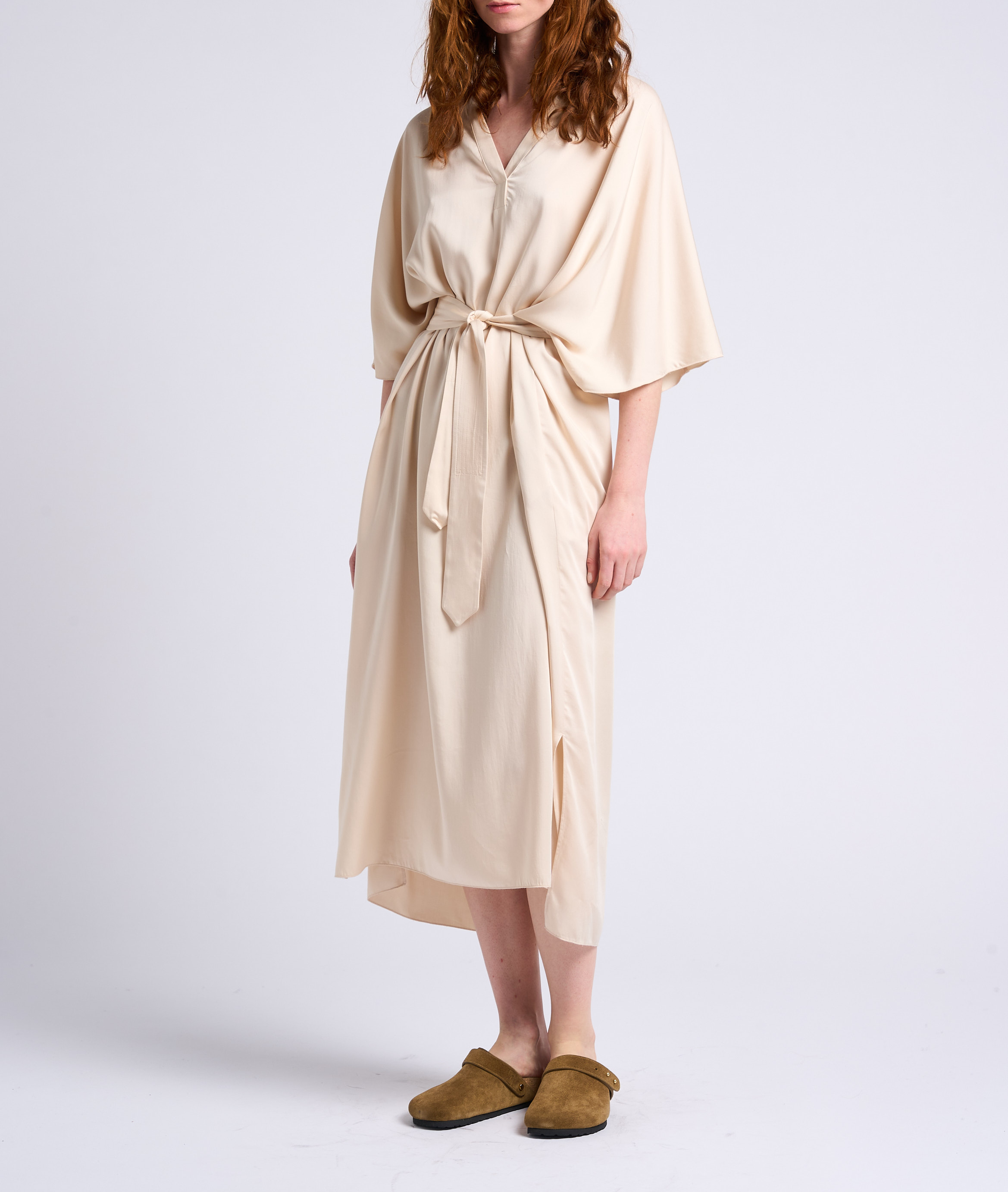 Long loose-fit V-neck tunic dress COLLECTORS CLUB Yellow