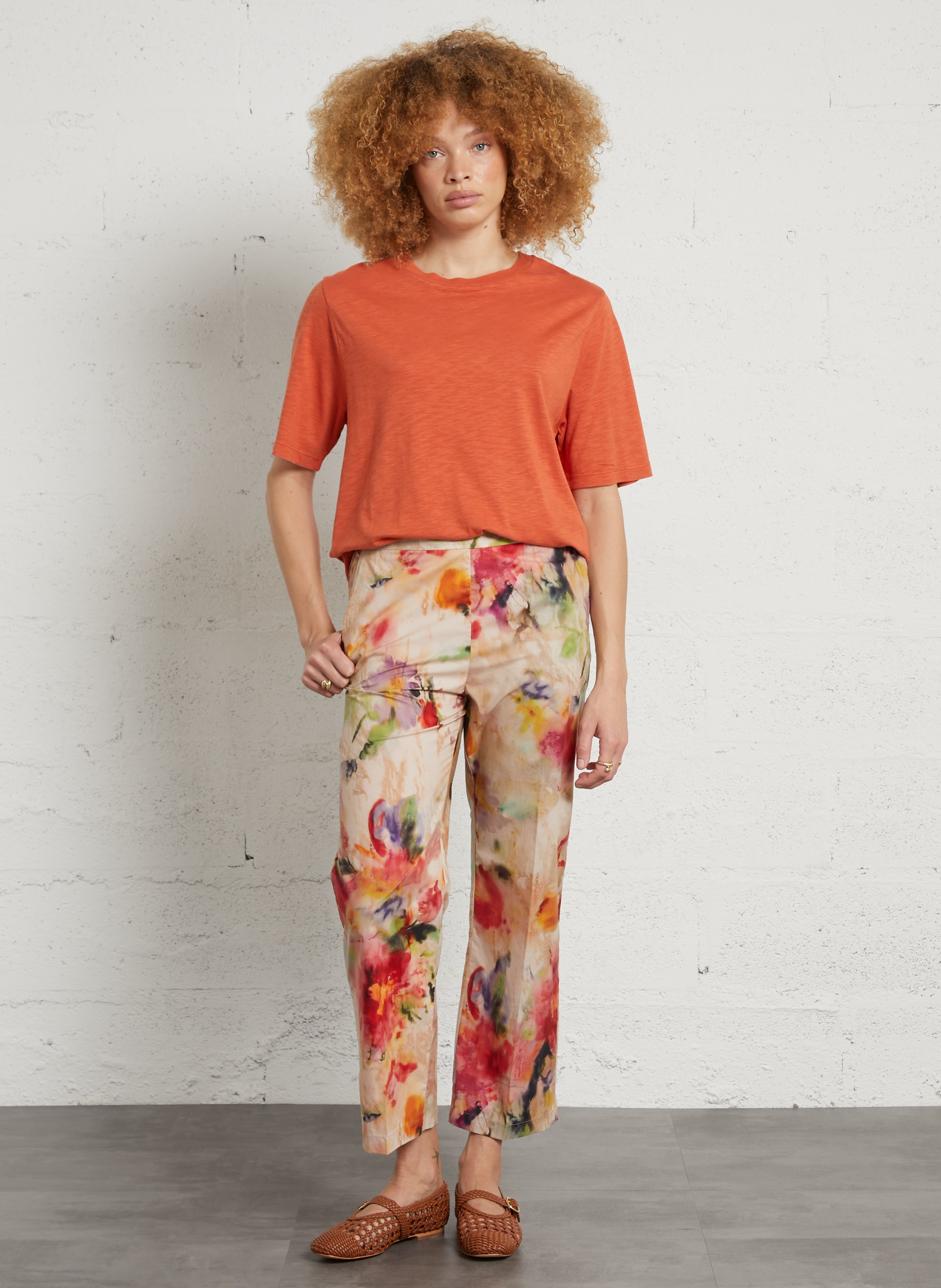 Tee-shirt droit fluide chiné MOMONI Marron