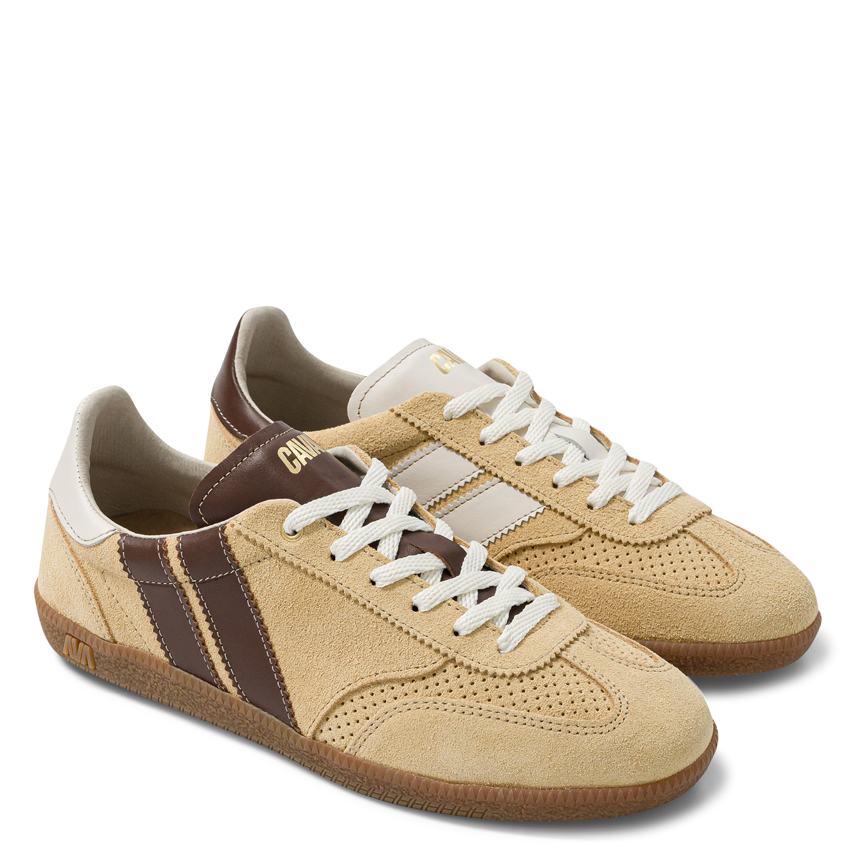 Baskets basses en cuir velours CAVAL Beige
