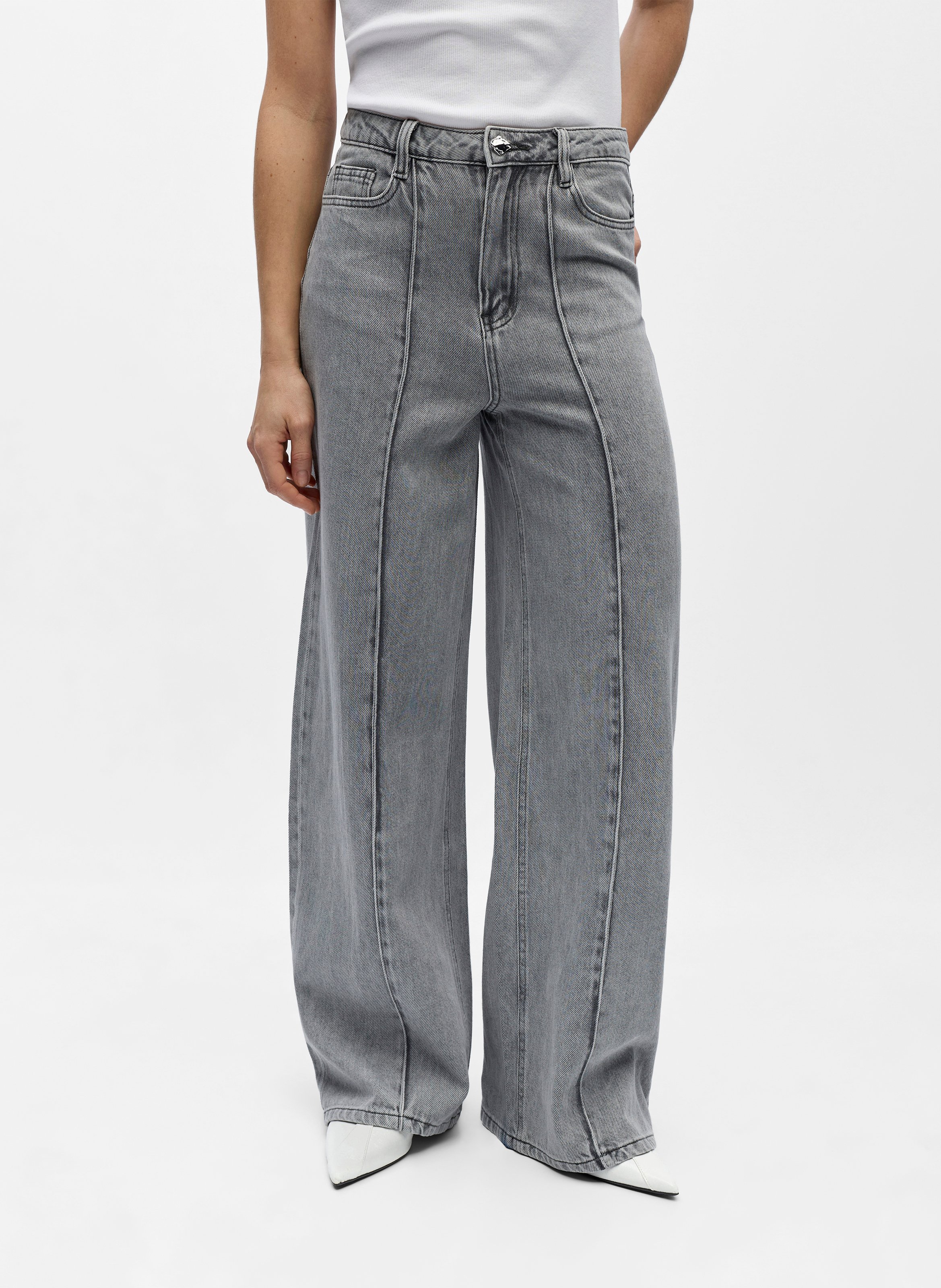 Eco-responsible high-rise wide-leg jeans OBJECT Grey