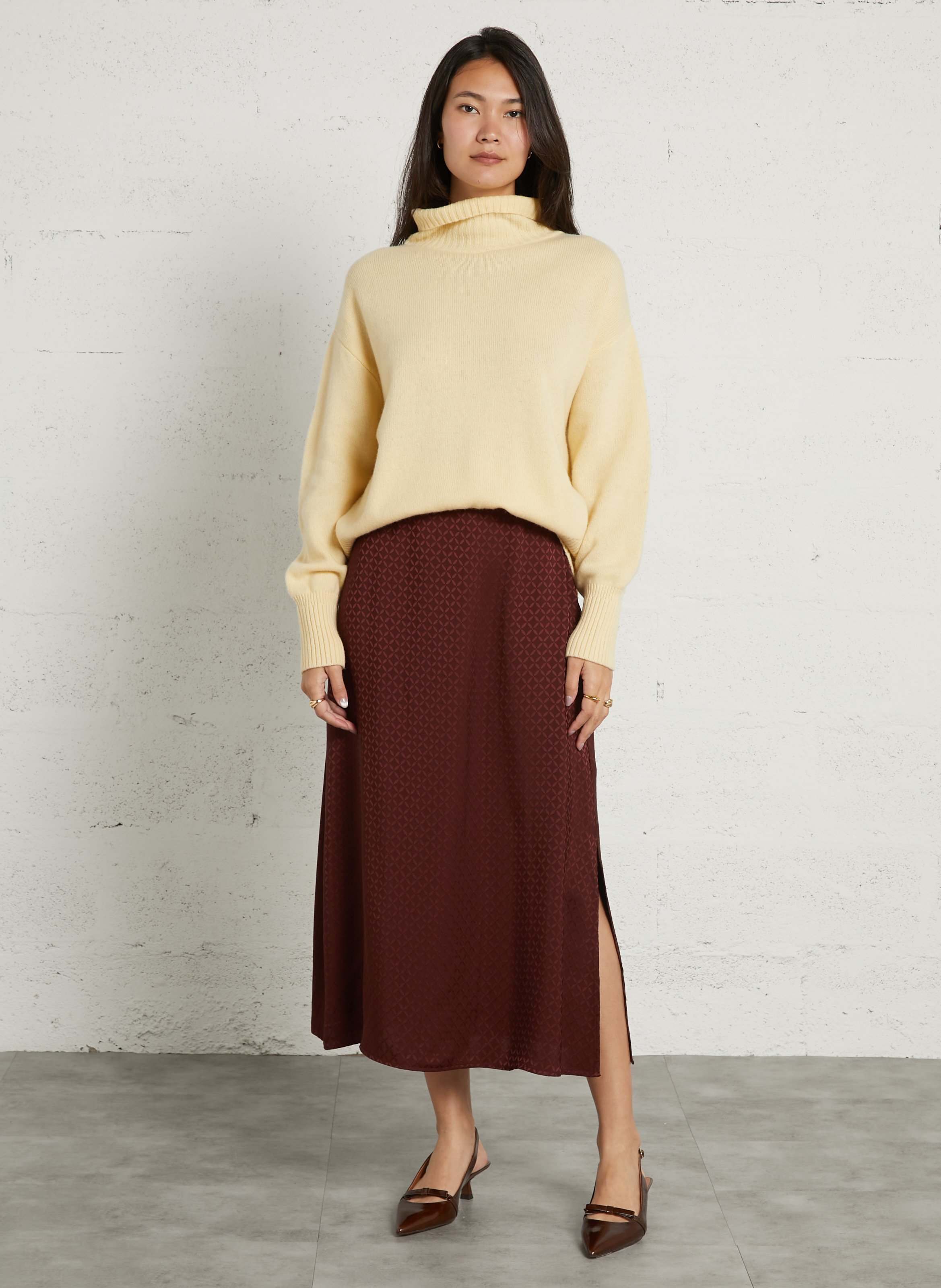 Flowing flared midi skirt SUNCOO Plums