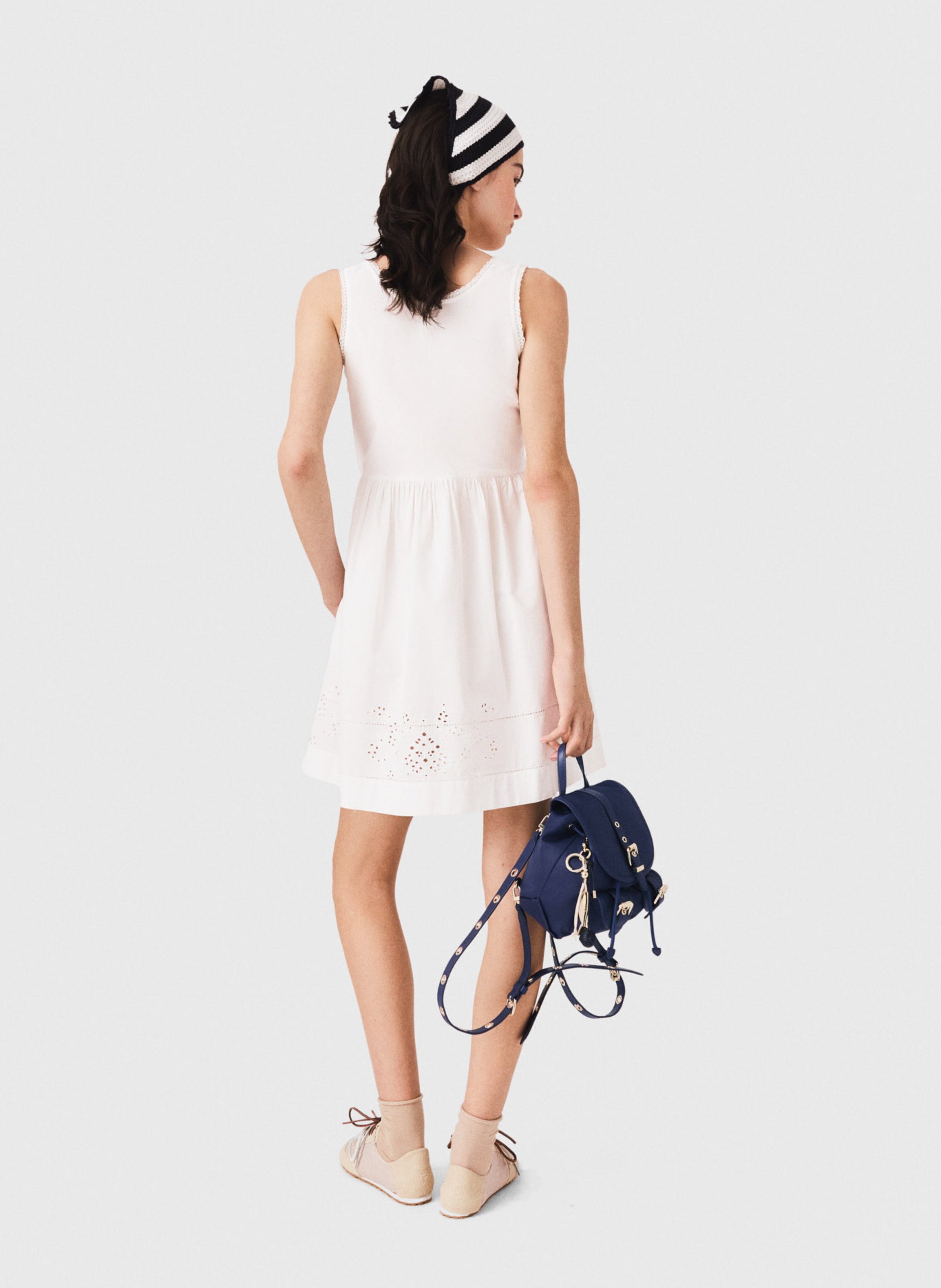 Robe courte en coton MAJE Blanc