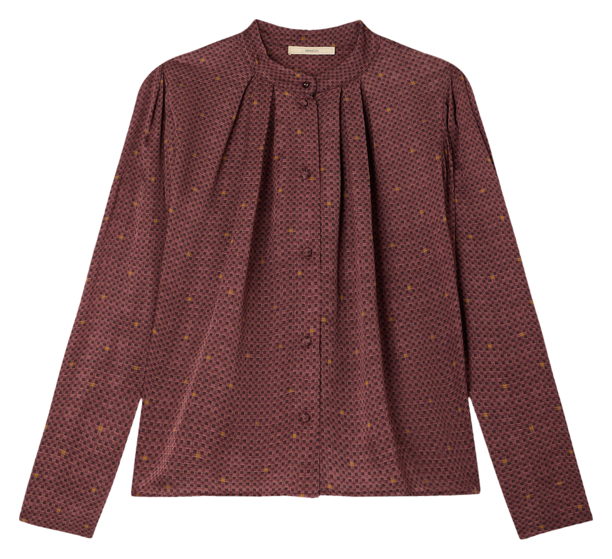 Aansluitende geruite geplooide blouse SESSUN Bruin