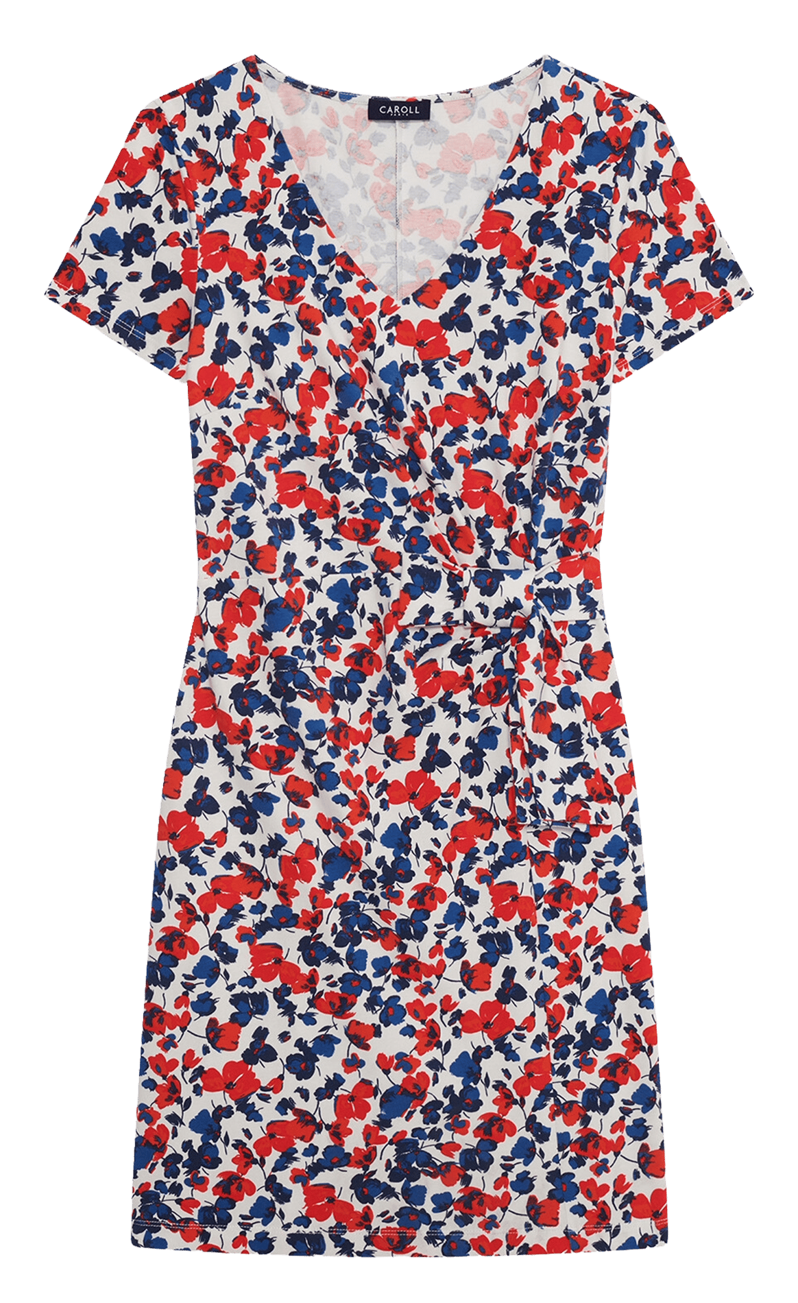 Short fitted cotton-mix dress CAROLL Beige
