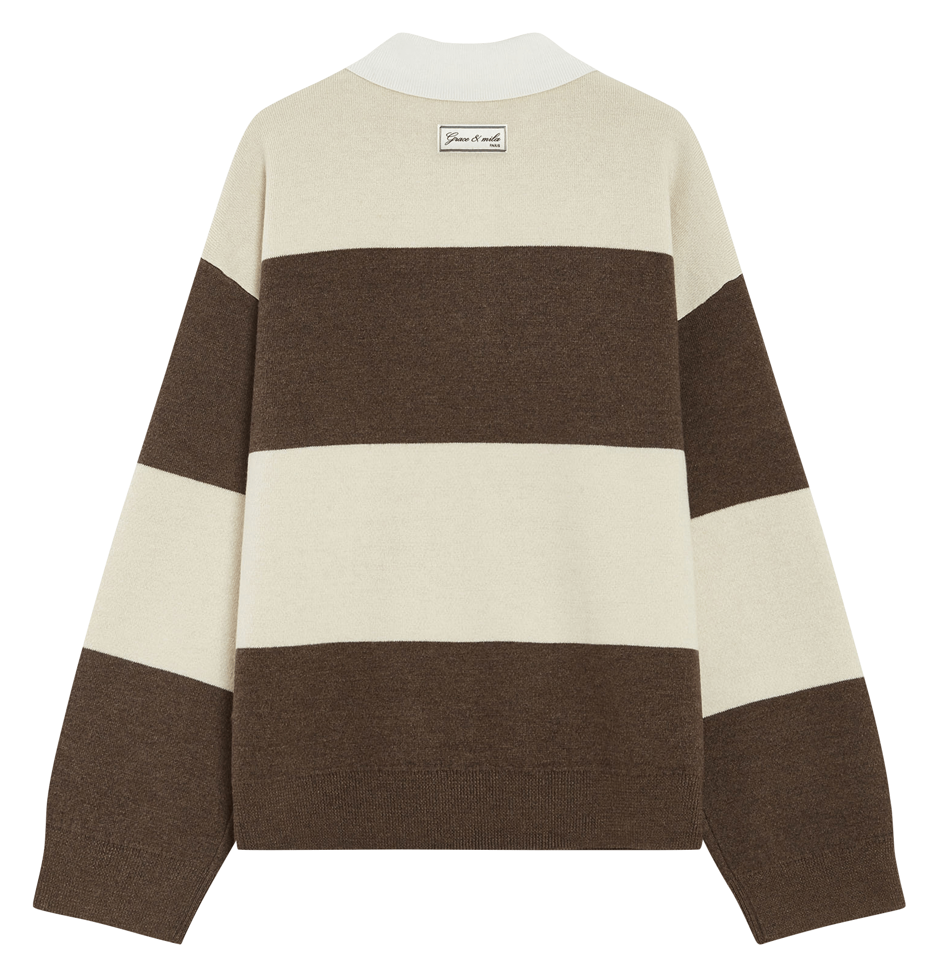Oversized striped knit polo GRACE ET MILA Beige