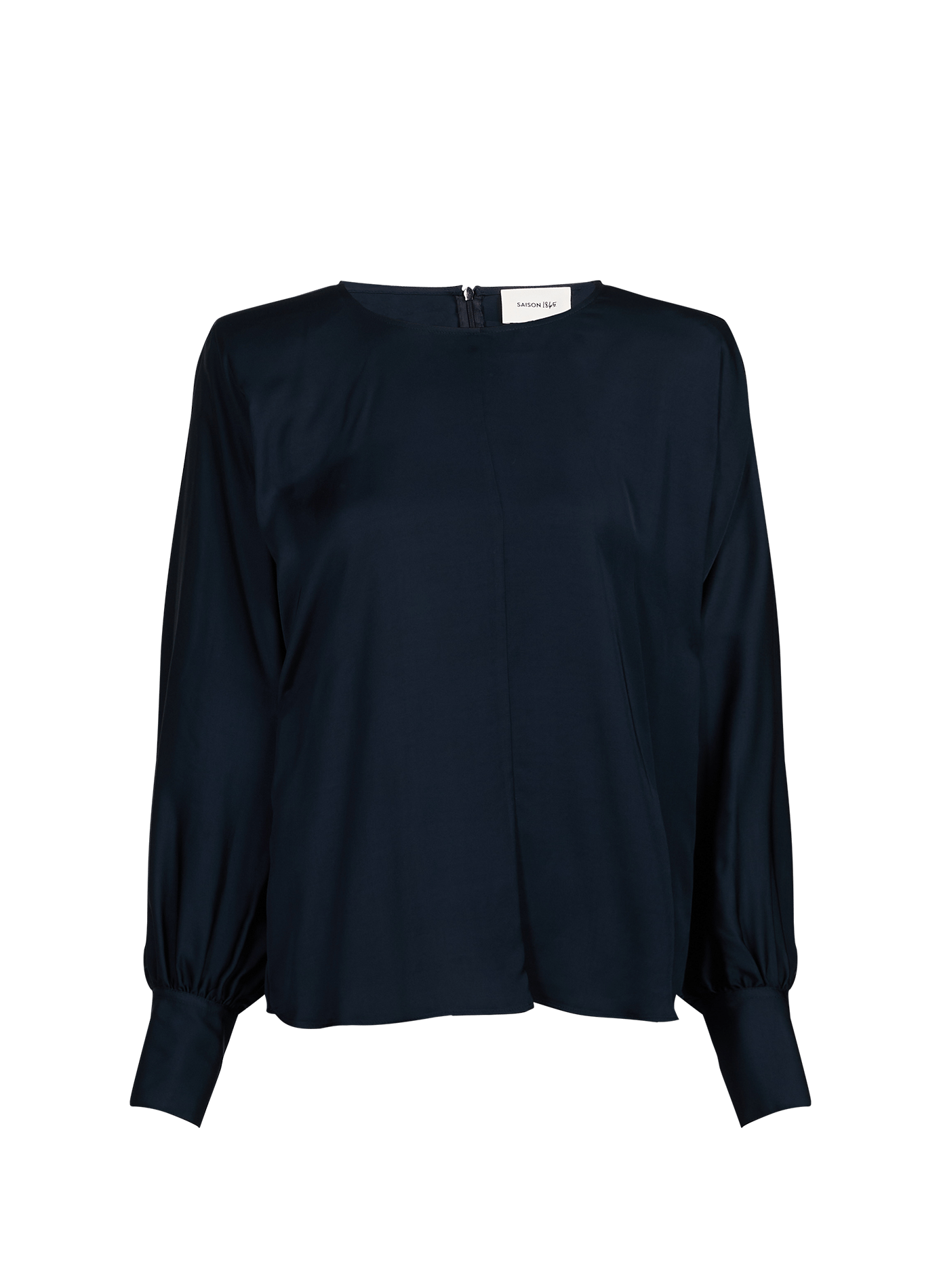 Long-sleeve satin top SAISON 1865 Blue
