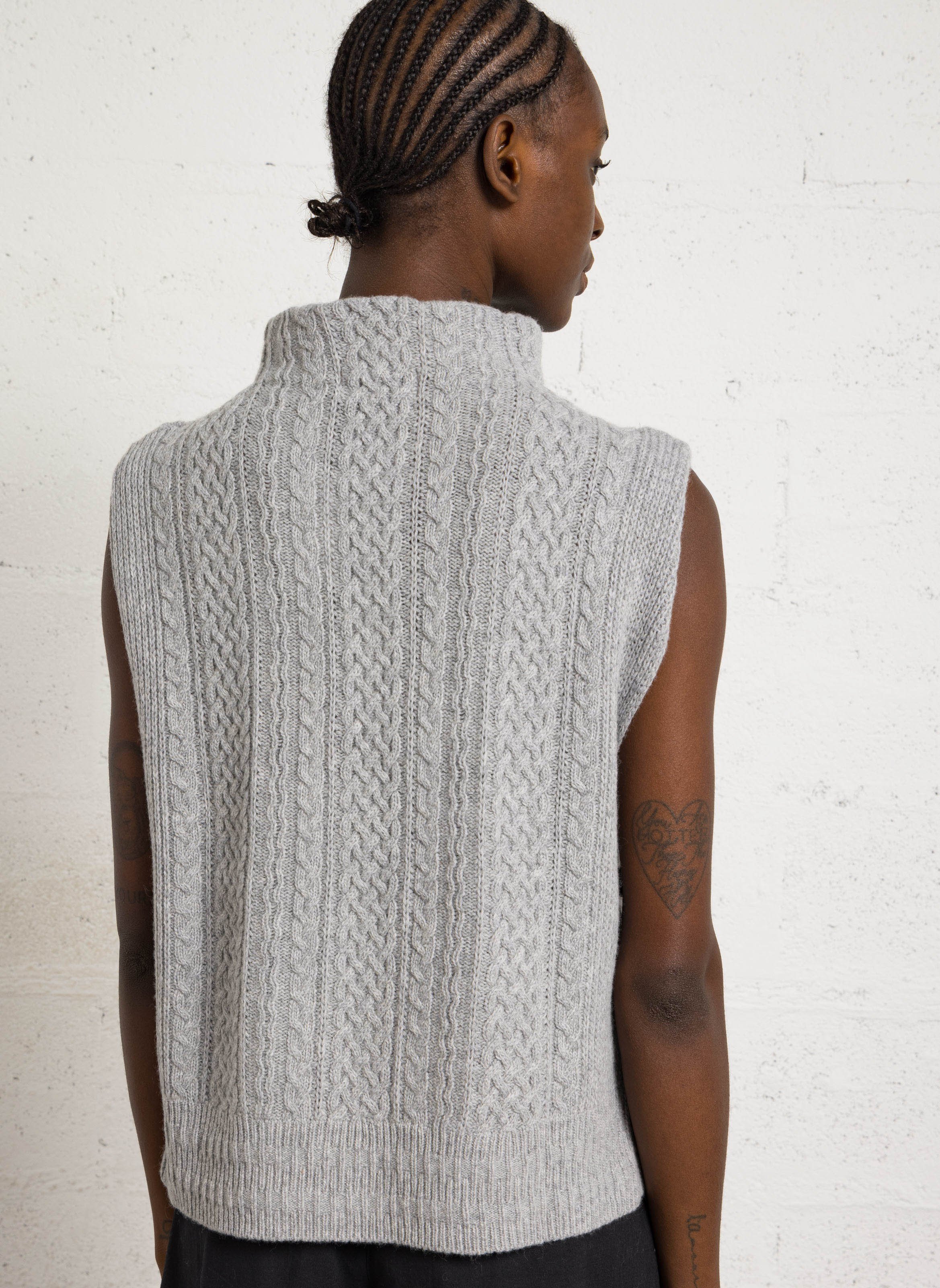 Pull col rond en laine mélangée MAISON ANJE Gris