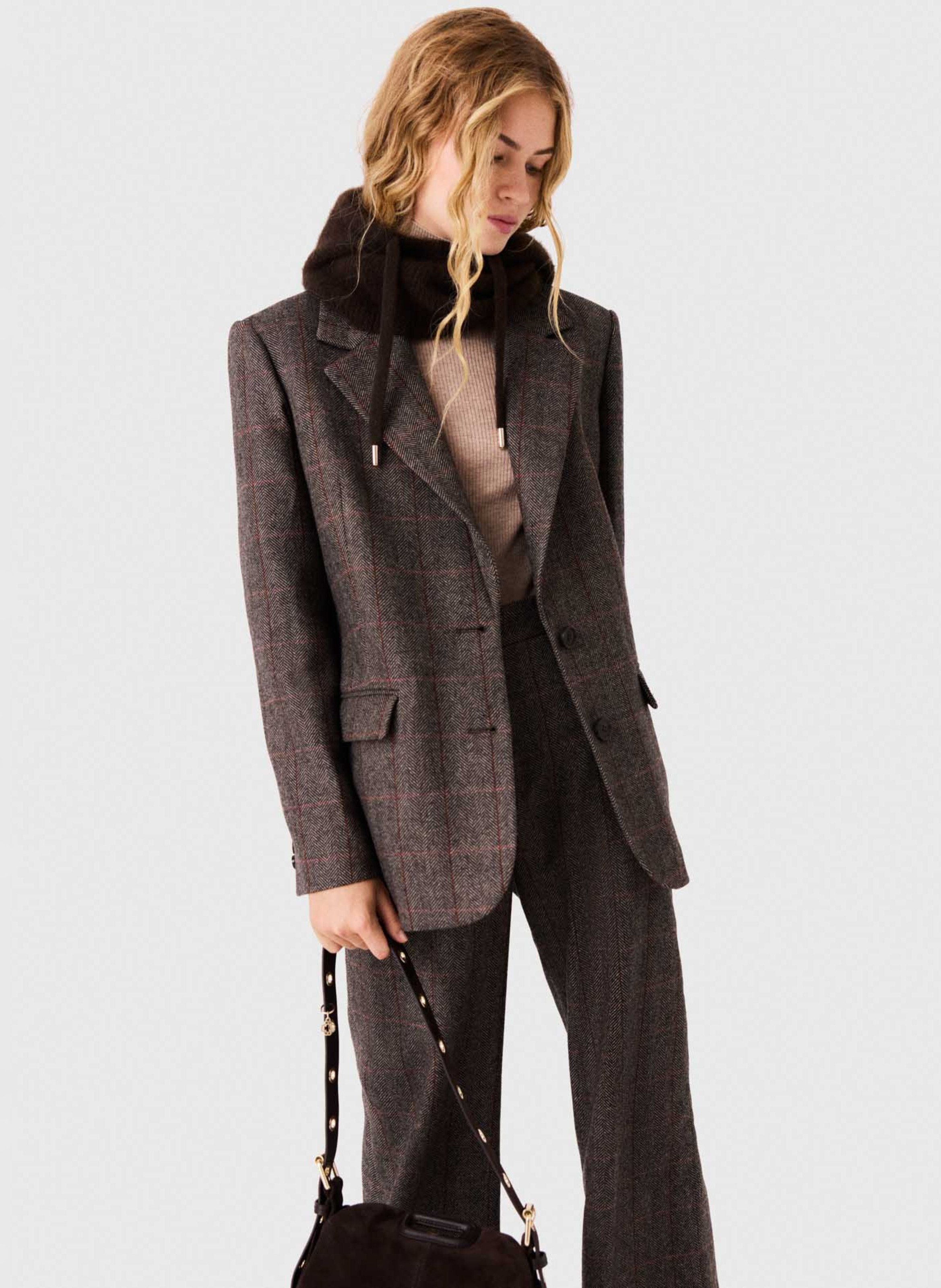 Rechte blazer | wolblend MAJE Bruin