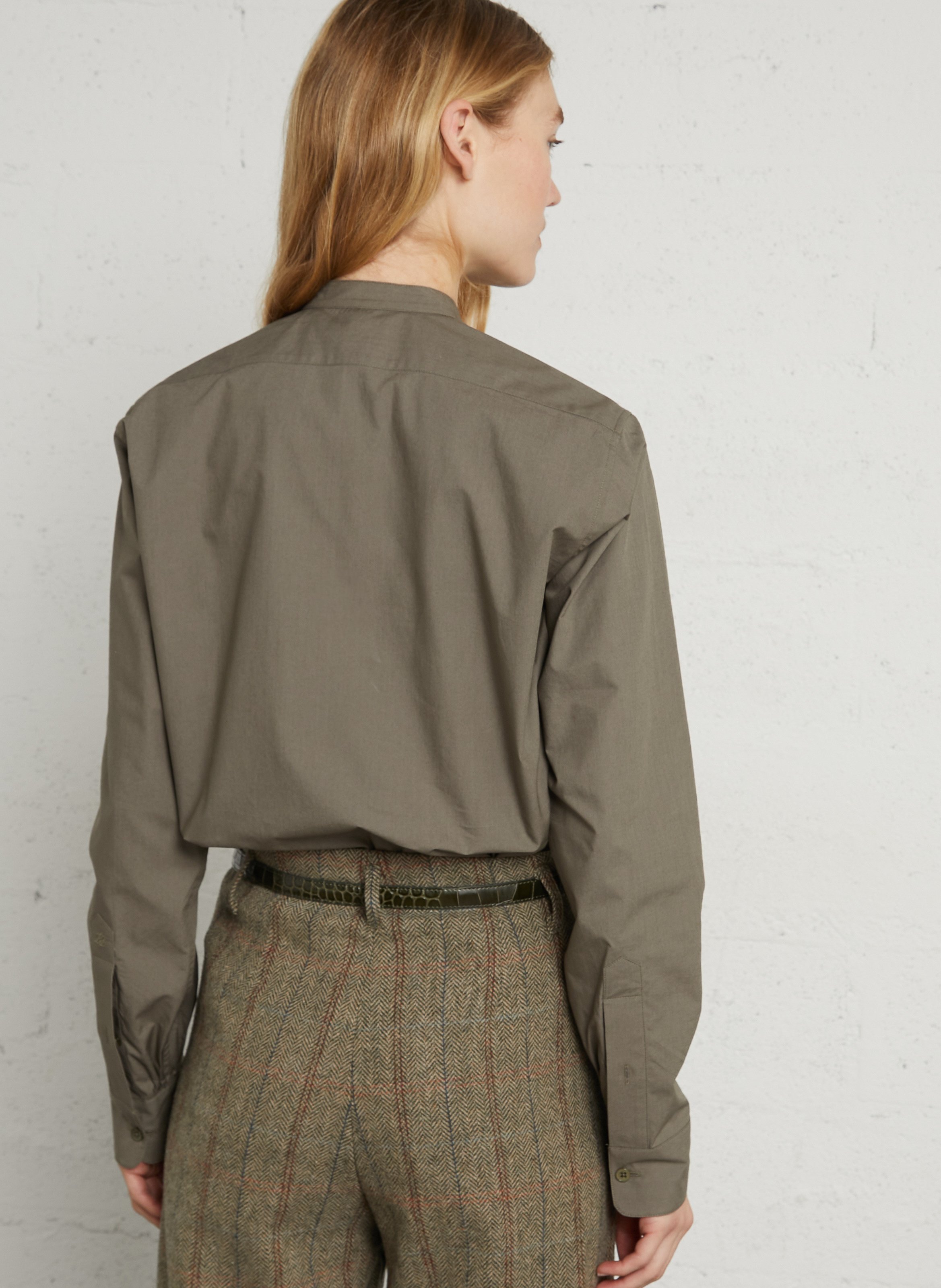 Round-neck ruffled blouse LAURENCE BRAS Khaki