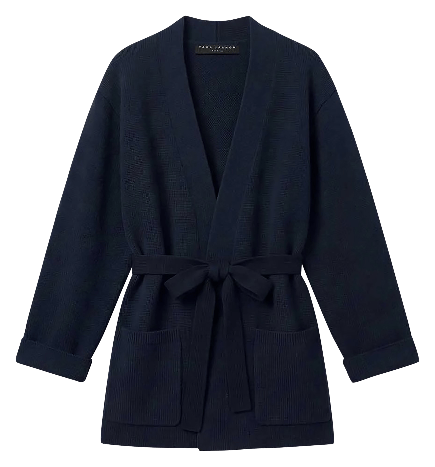 Lange Wickelstrickjacke aus Wollmischung TARA JARMON Blau