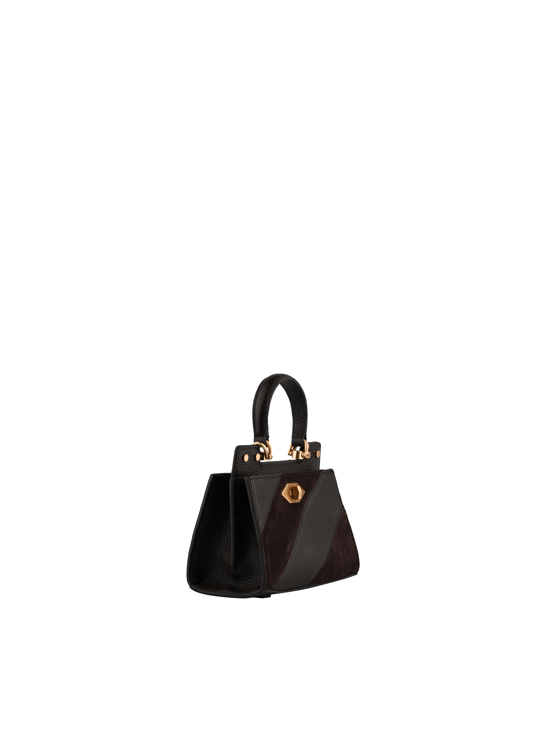 Cowhide leather handbag with a suede-effect finish POURCHET Multicolored