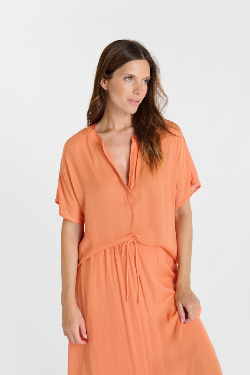 Tunisian-collar top LE TEMPS DES CERISES Orange