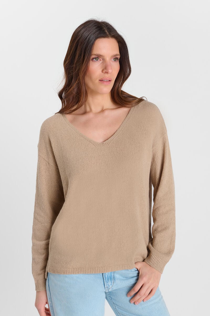 V-neck sweater LE TEMPS DES CERISES Beige