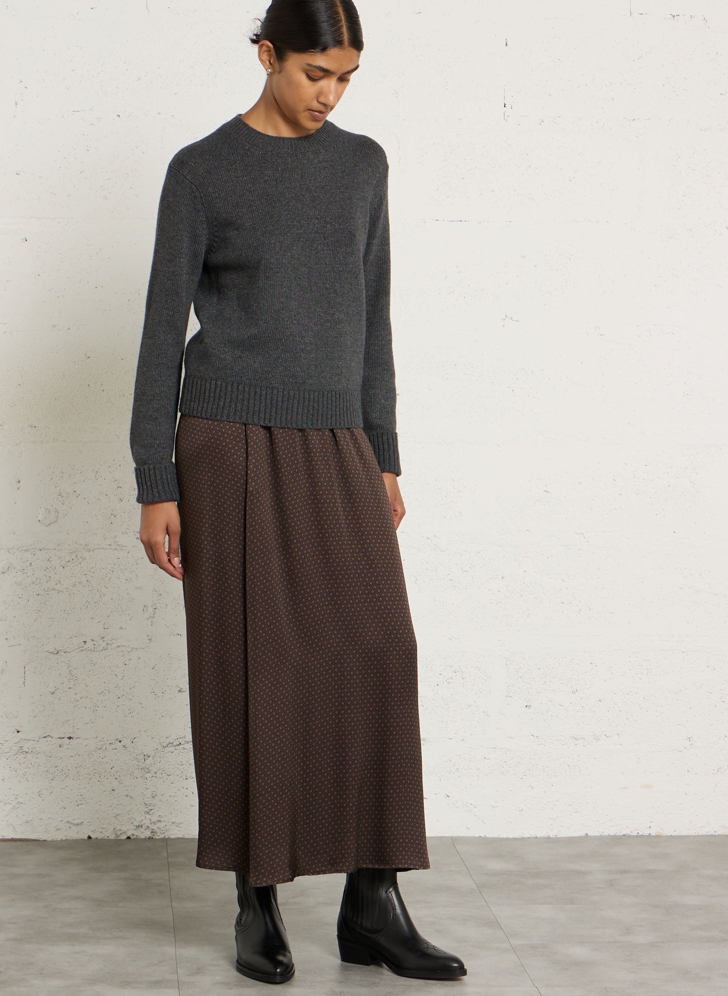 Pull droit col rond MOMONI Gris