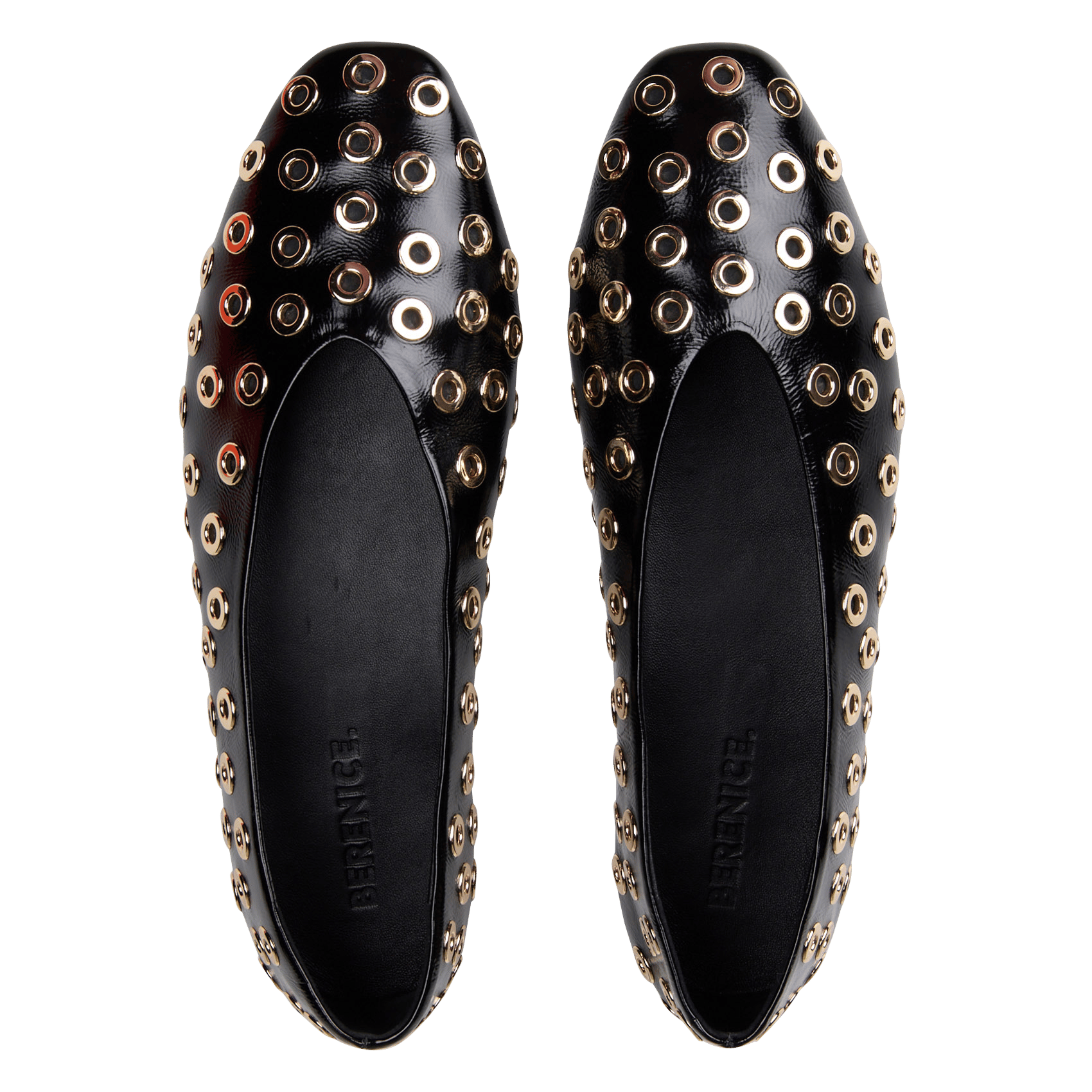 Ballerines en cuir avec œillets métalliques BERENICE Noir