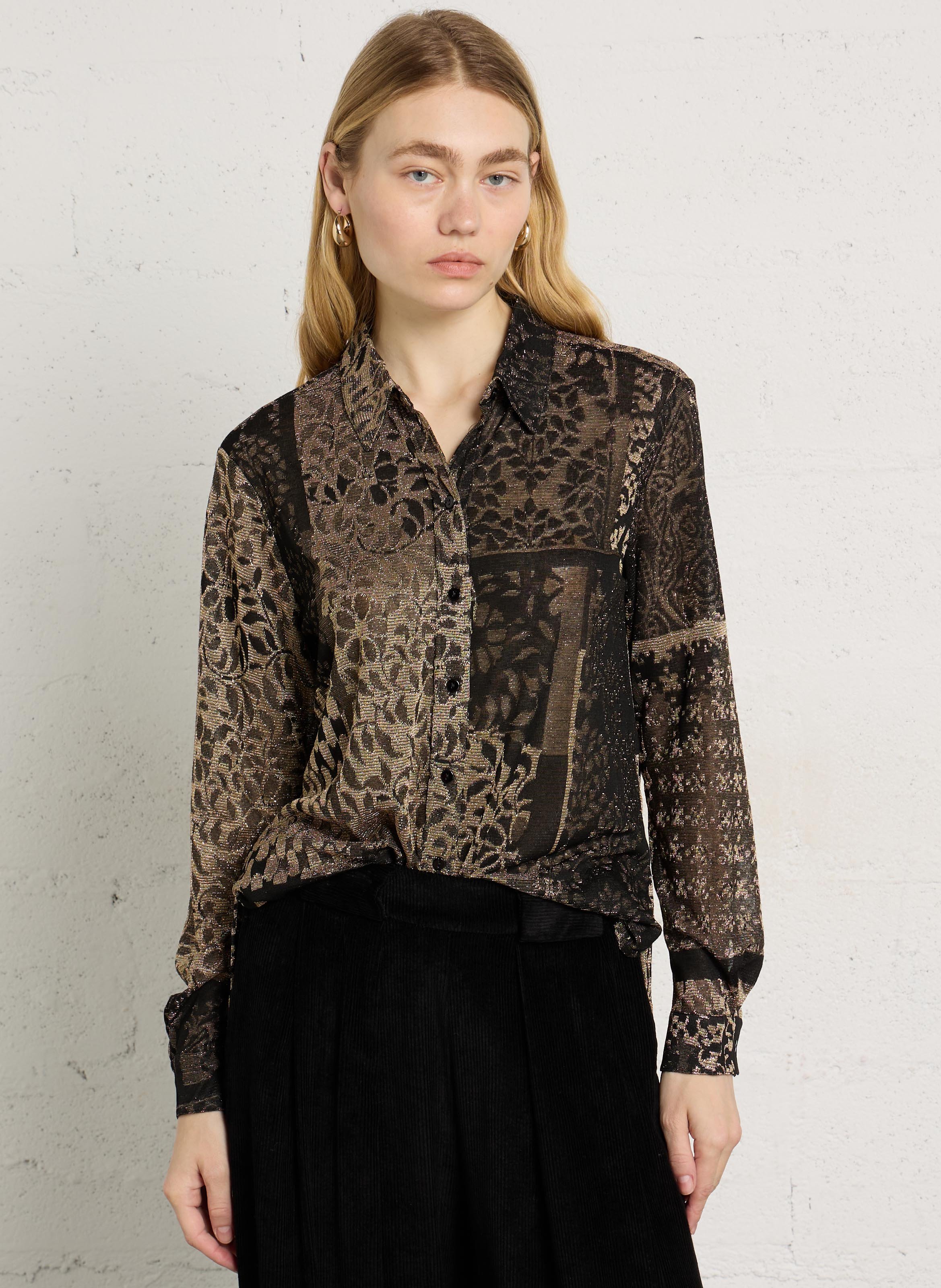 Straight-cut shirt in a silk blend MOMONI Black
