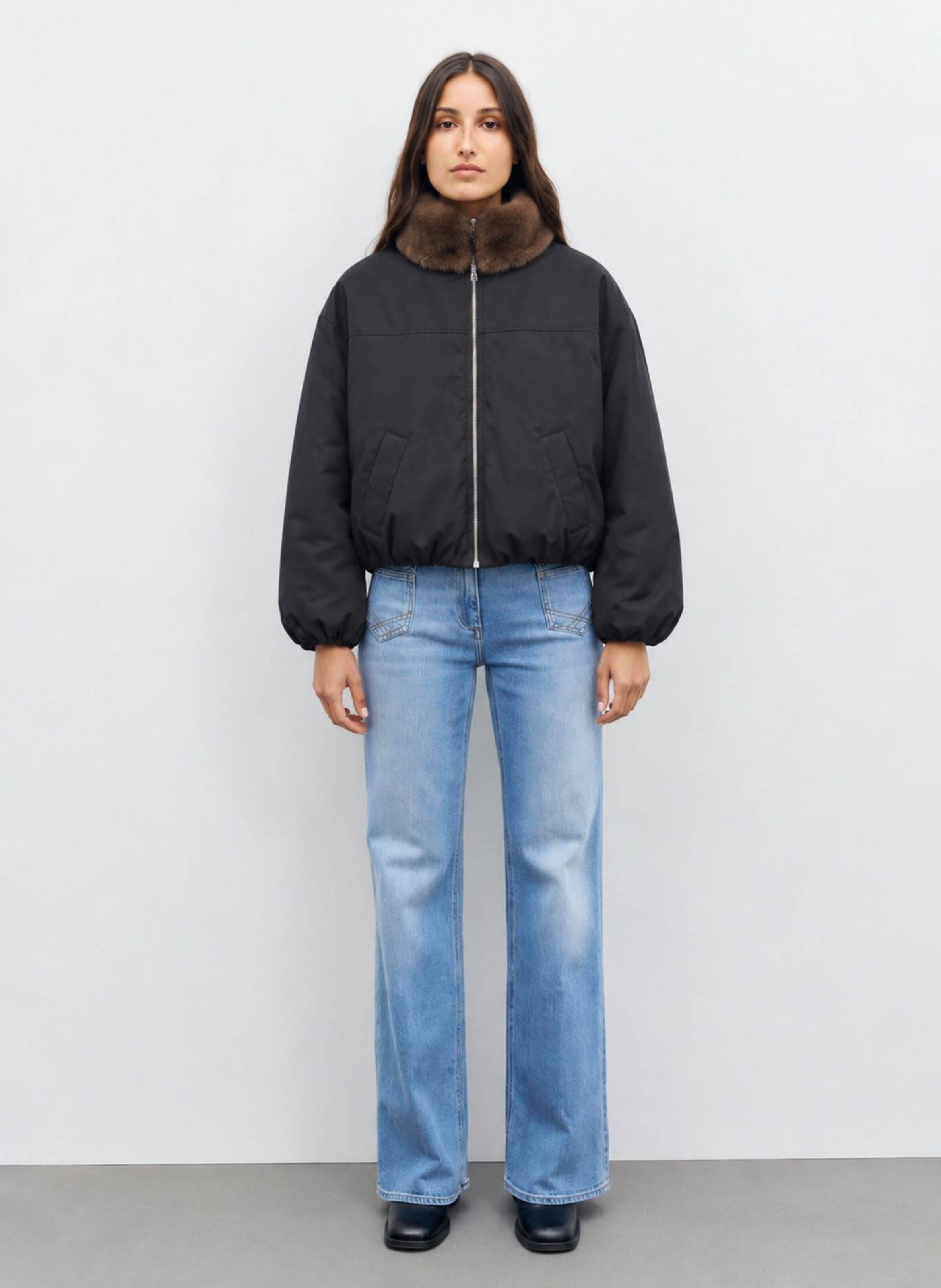 Reversible faux fur-effect coat GERARD DAREL Brown