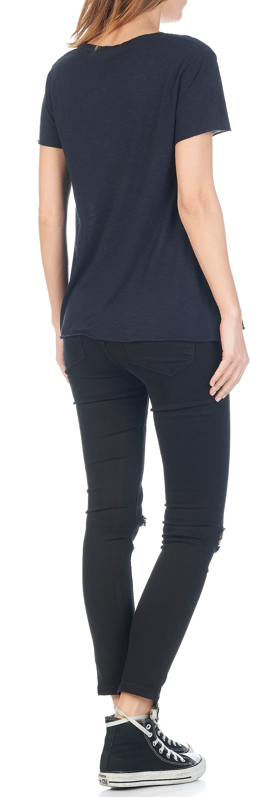 Tee-shirt col V en coton mélangé AMERICAN VINTAGE Bleu