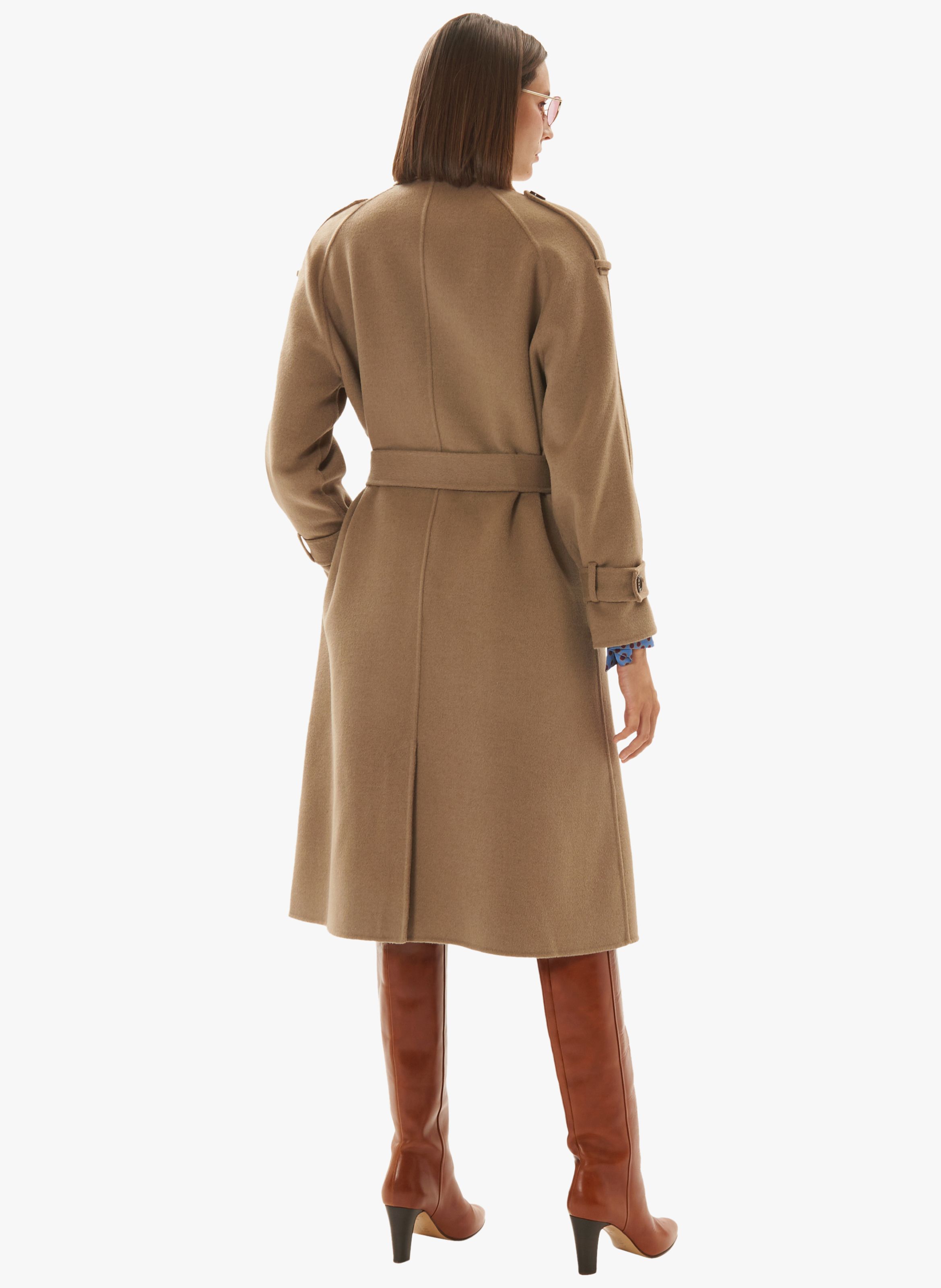 Beige Wool-blend coat with classic collar