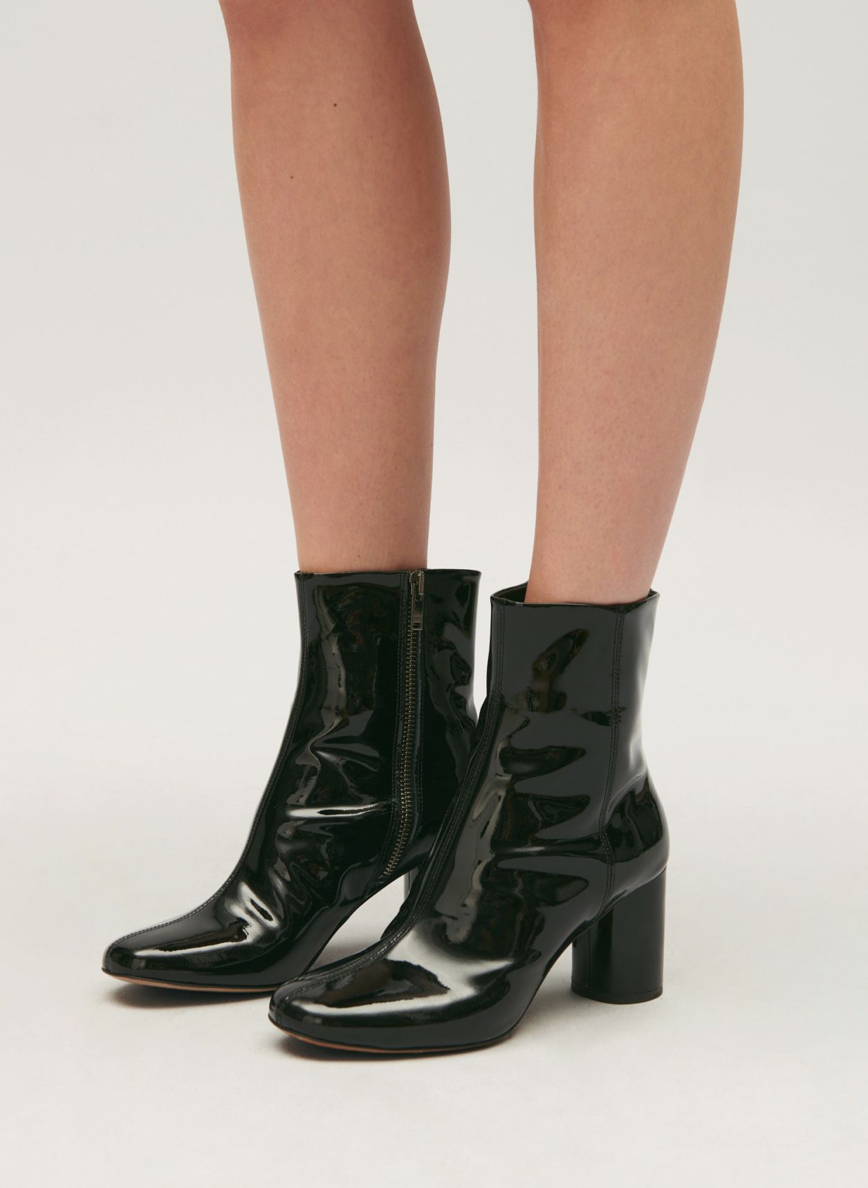 Bottines en cuir vernis Noir