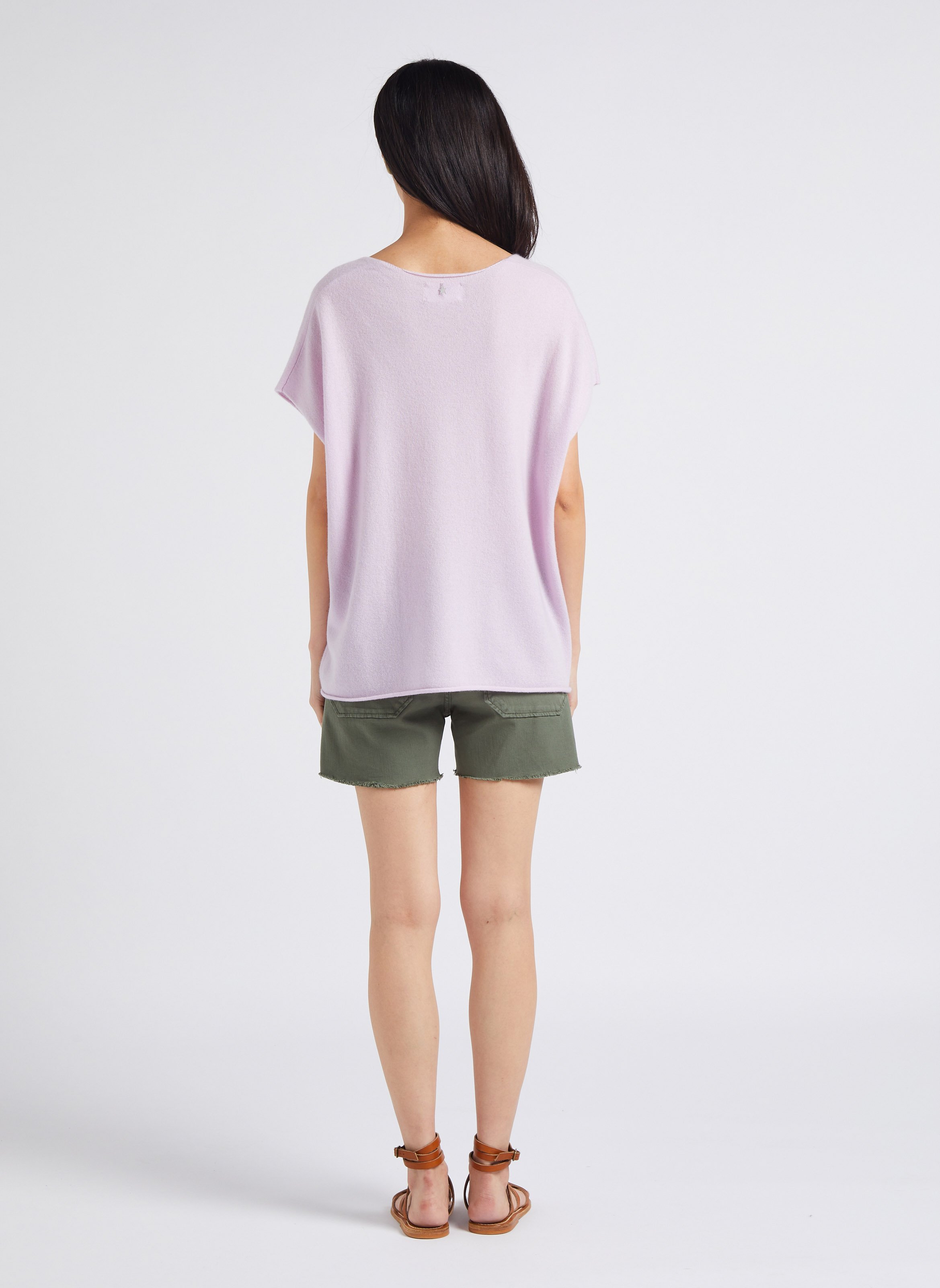 Short droit en denim stretch  Kaki