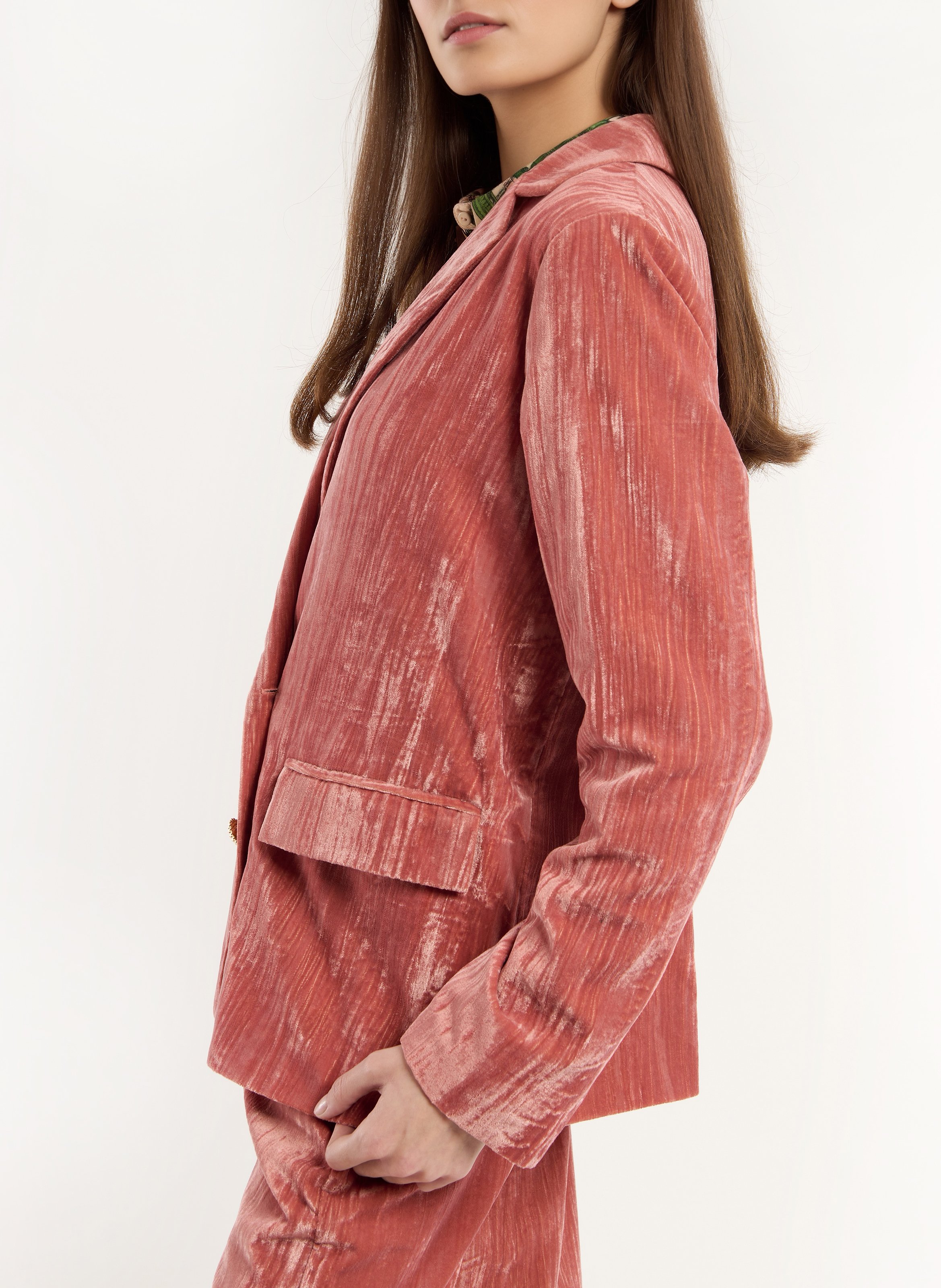 Blazer mit geradem Schnitt in Samtoptik WILD Rosa