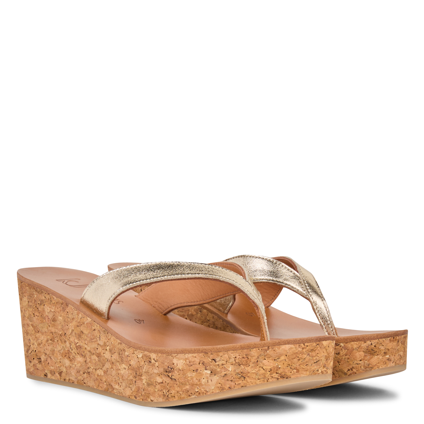 Sandales hautes compensées métallisées en cuir K JACQUES Doré