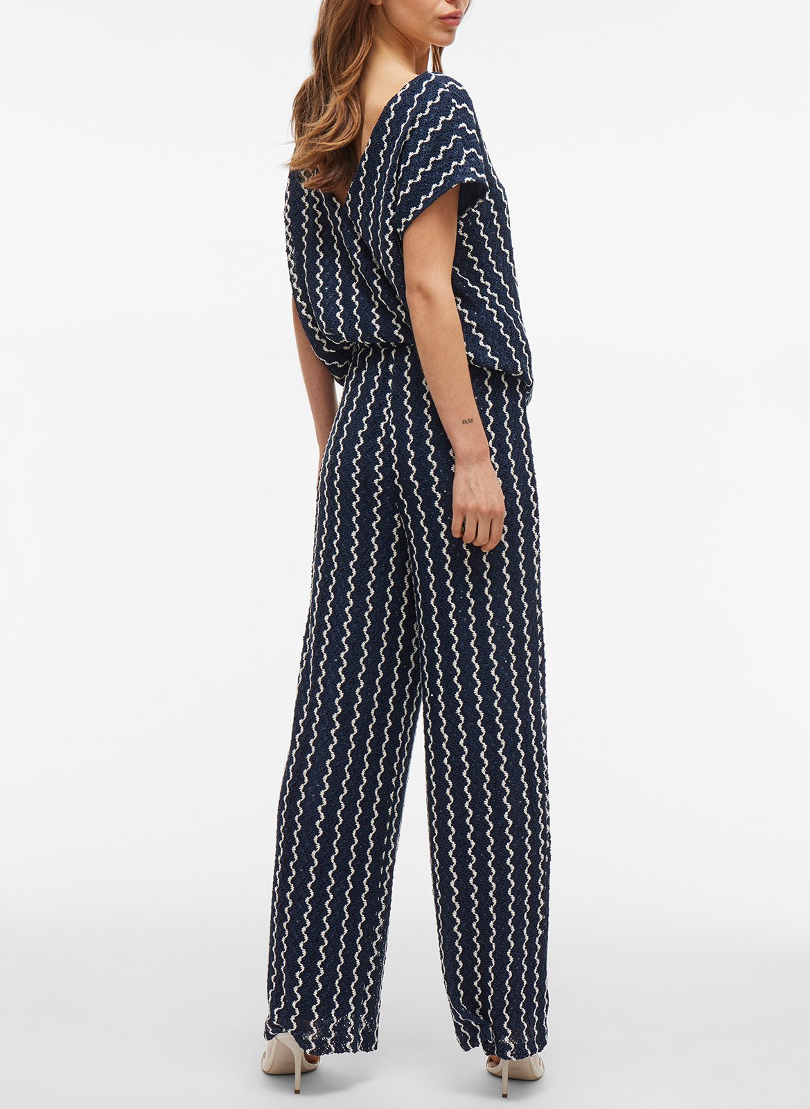 Pantalon droit en maille VILA Bleu