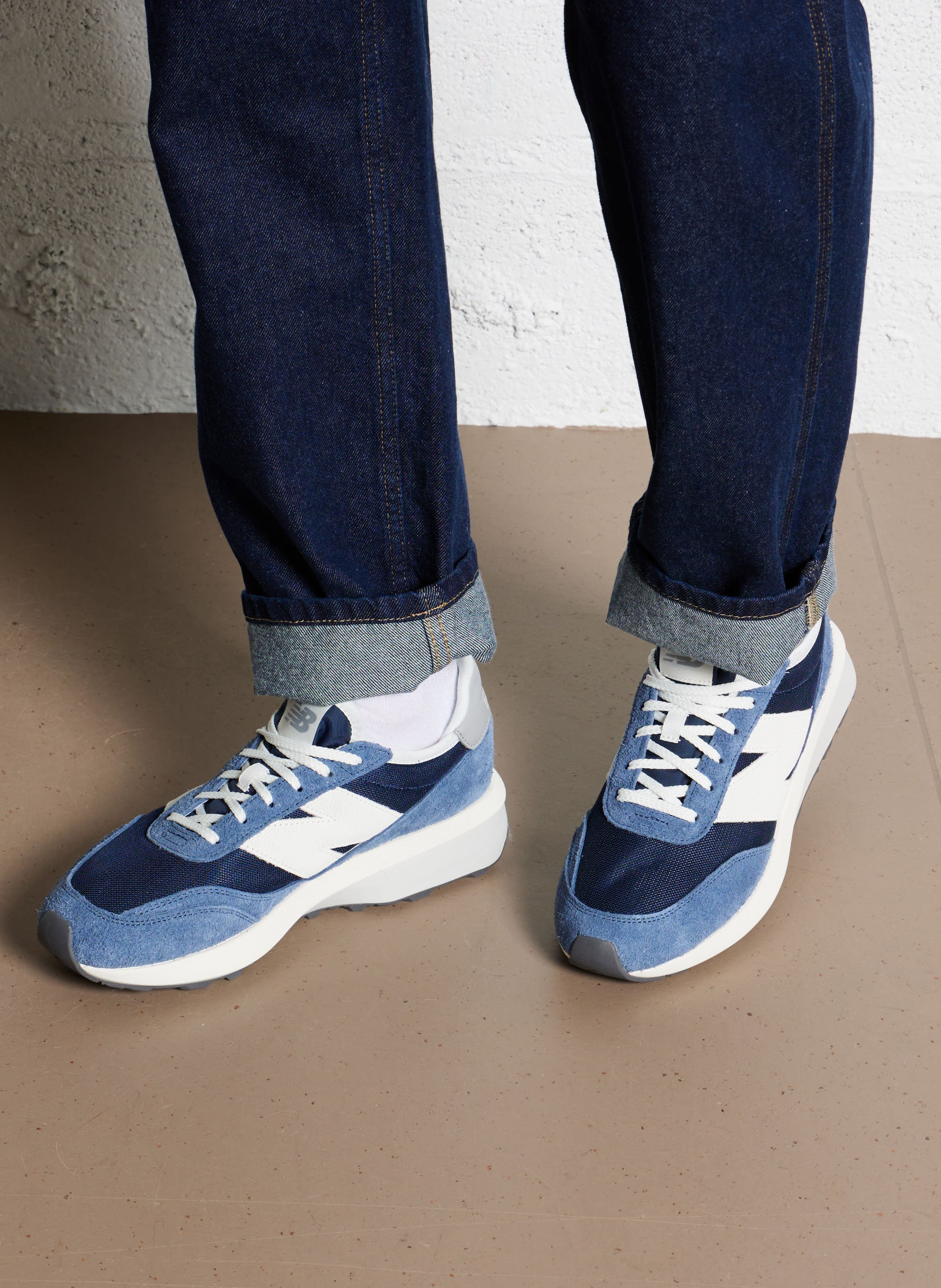 Low-top leather mix sneakers NEW BALANCE Blue